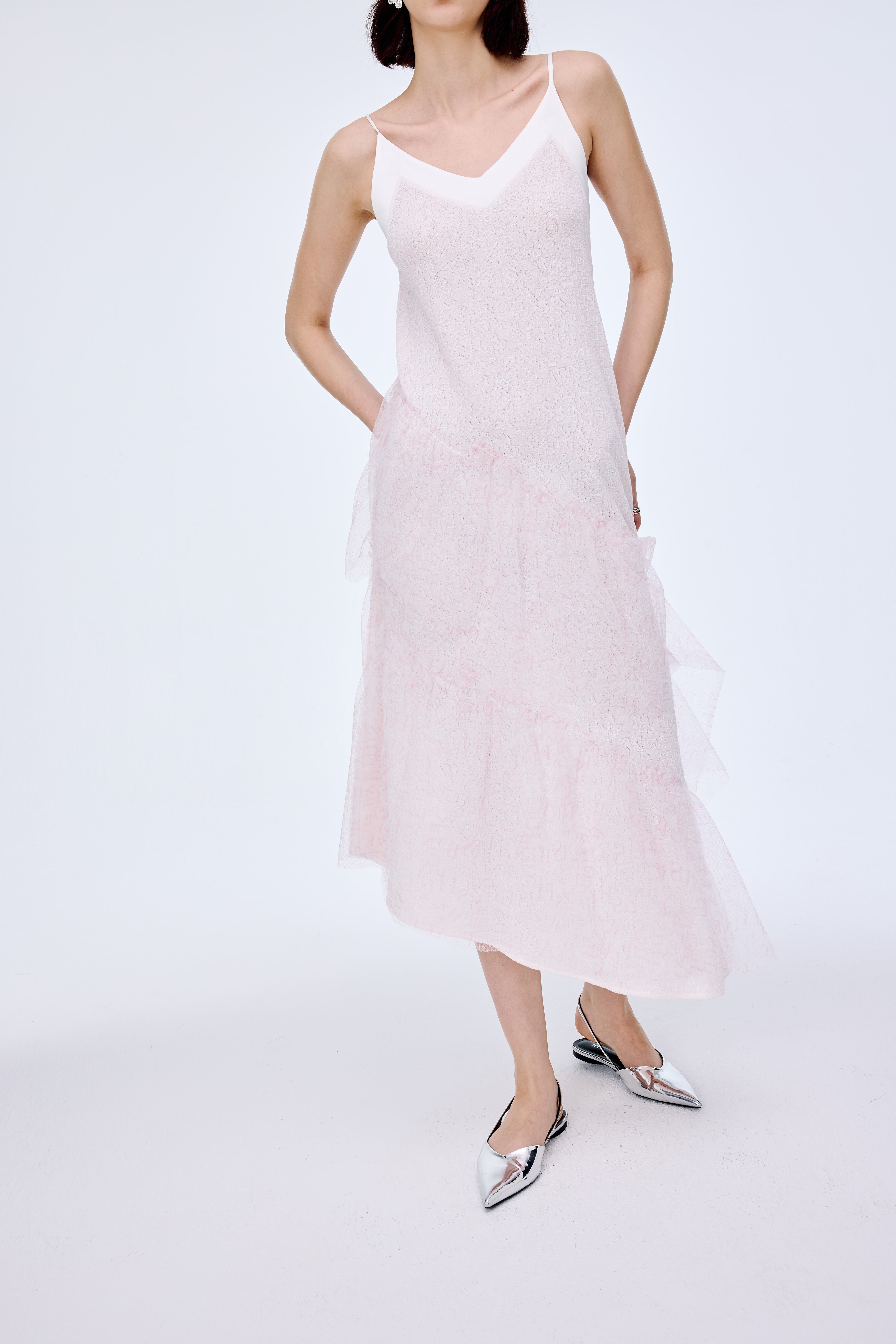 Jacquard Needle Shuttle Patchwork Tulle Skirt