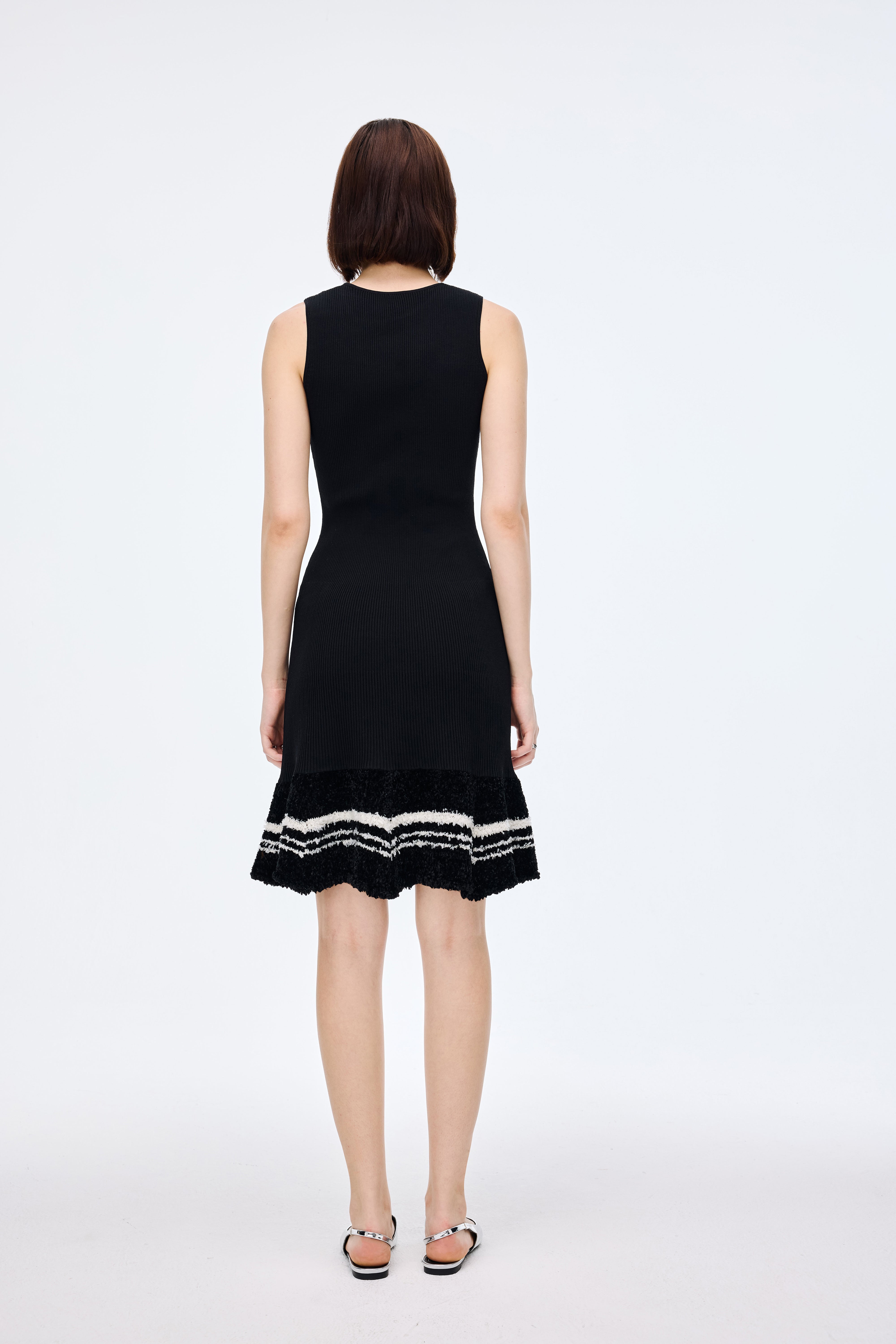 Knitted Dress with Floral Lace Panels