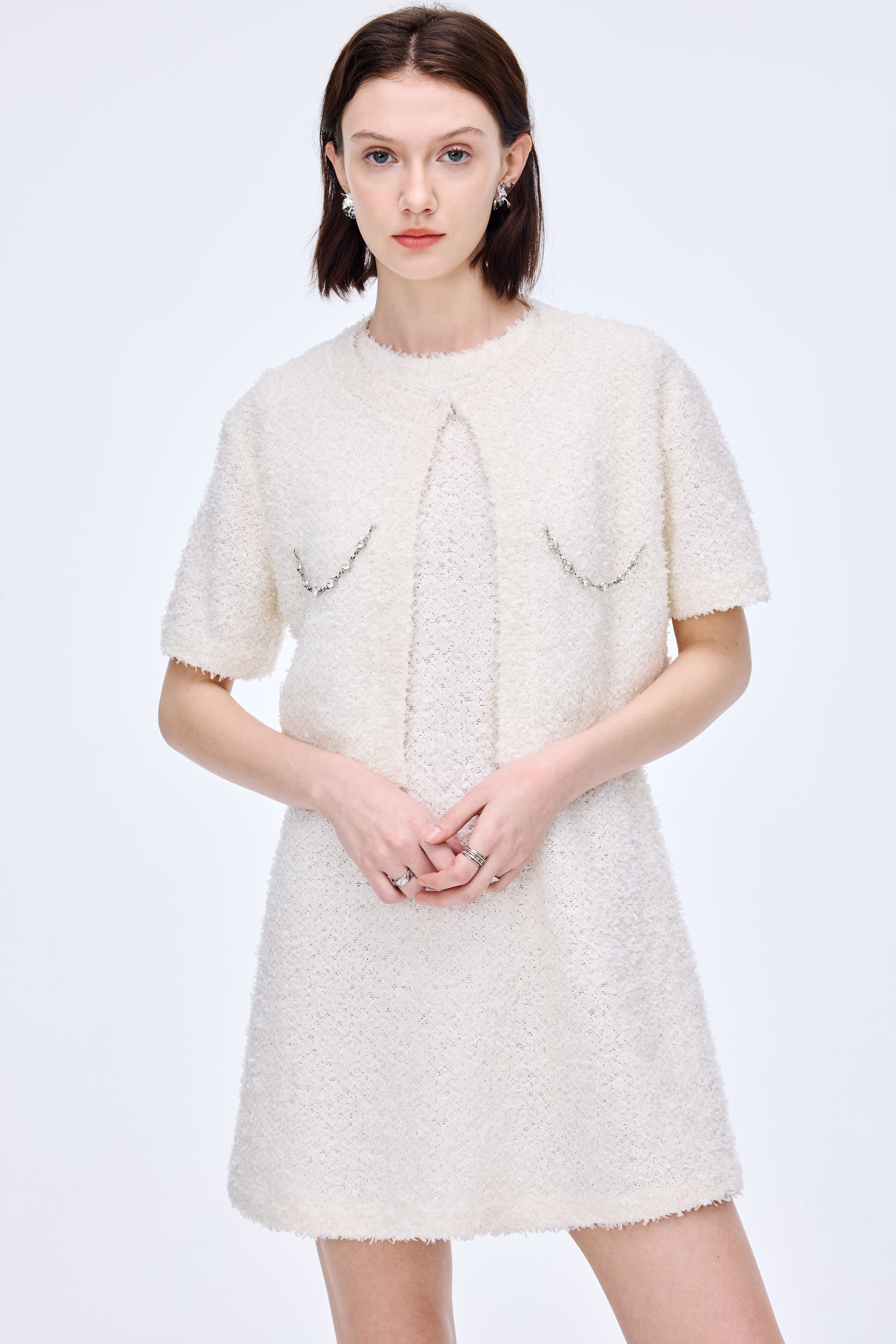 Floral Yarn Chain Embellished Dress