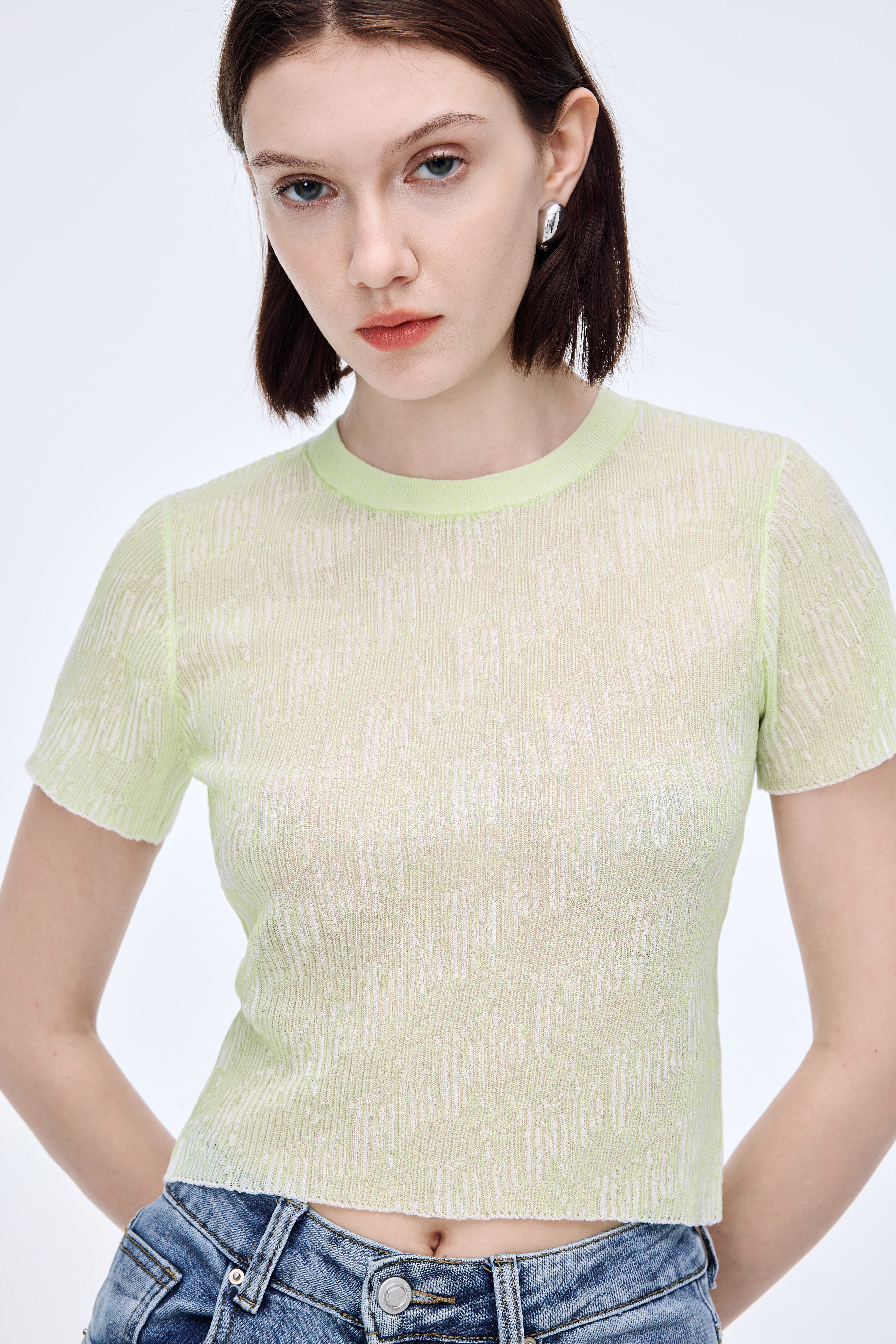 Thin jacquard knit short sleeve
