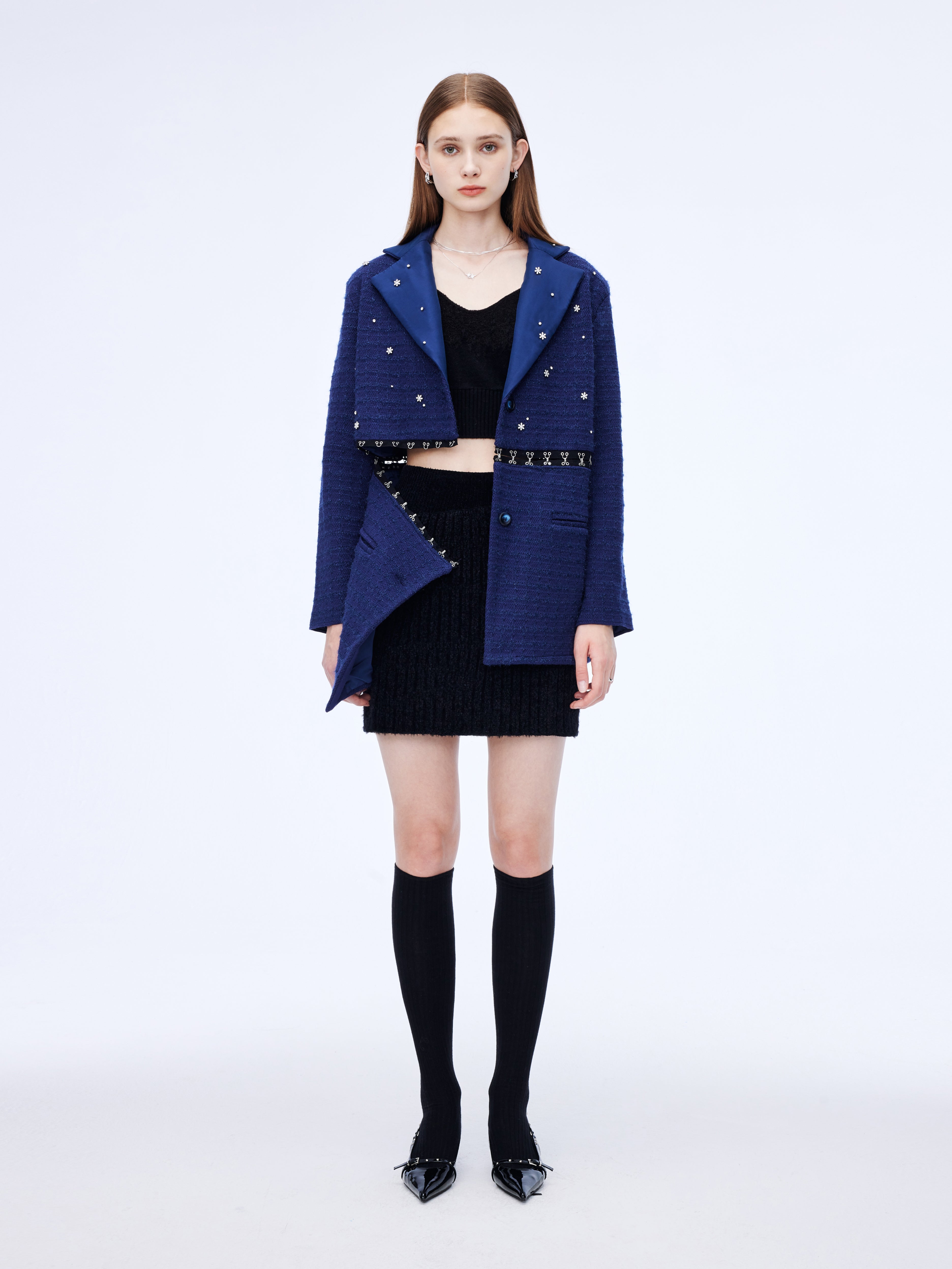 Blazer de dos usos desmontable con diamantes de uñas