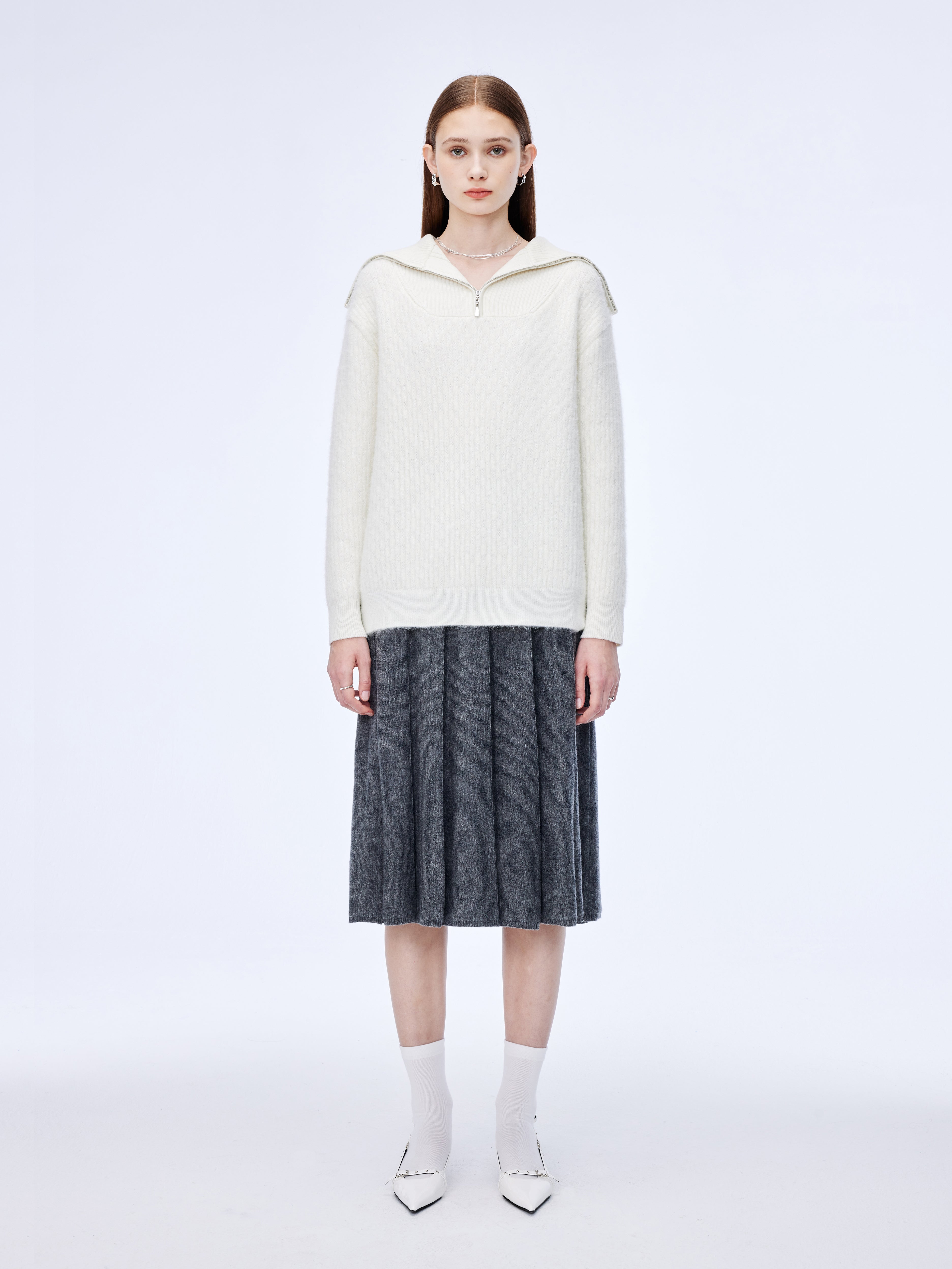 Jersey informal holgado con media cremallera