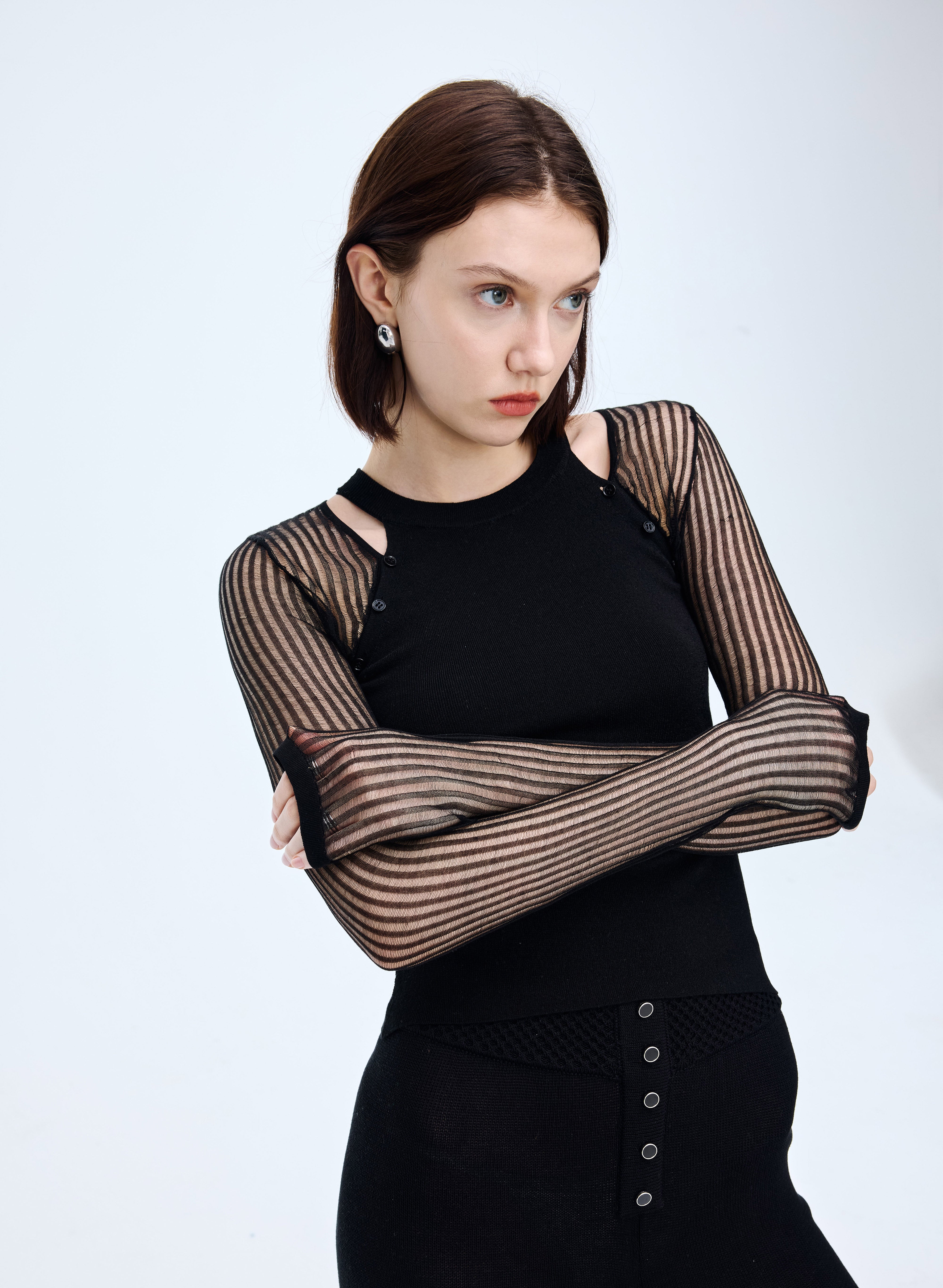 Detachable Patchwork Knit Top