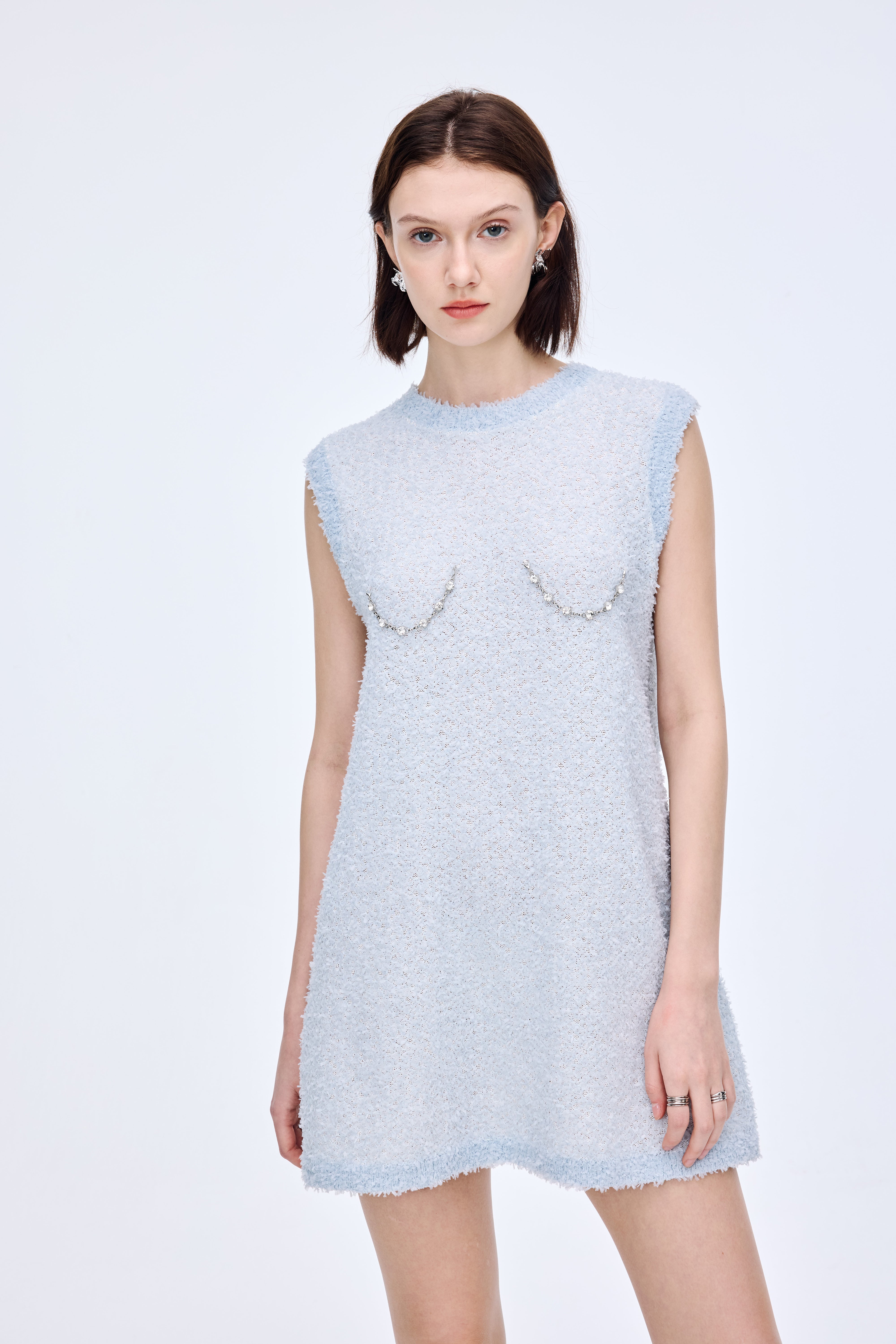 Floral Yarn Chain Embellished Dress