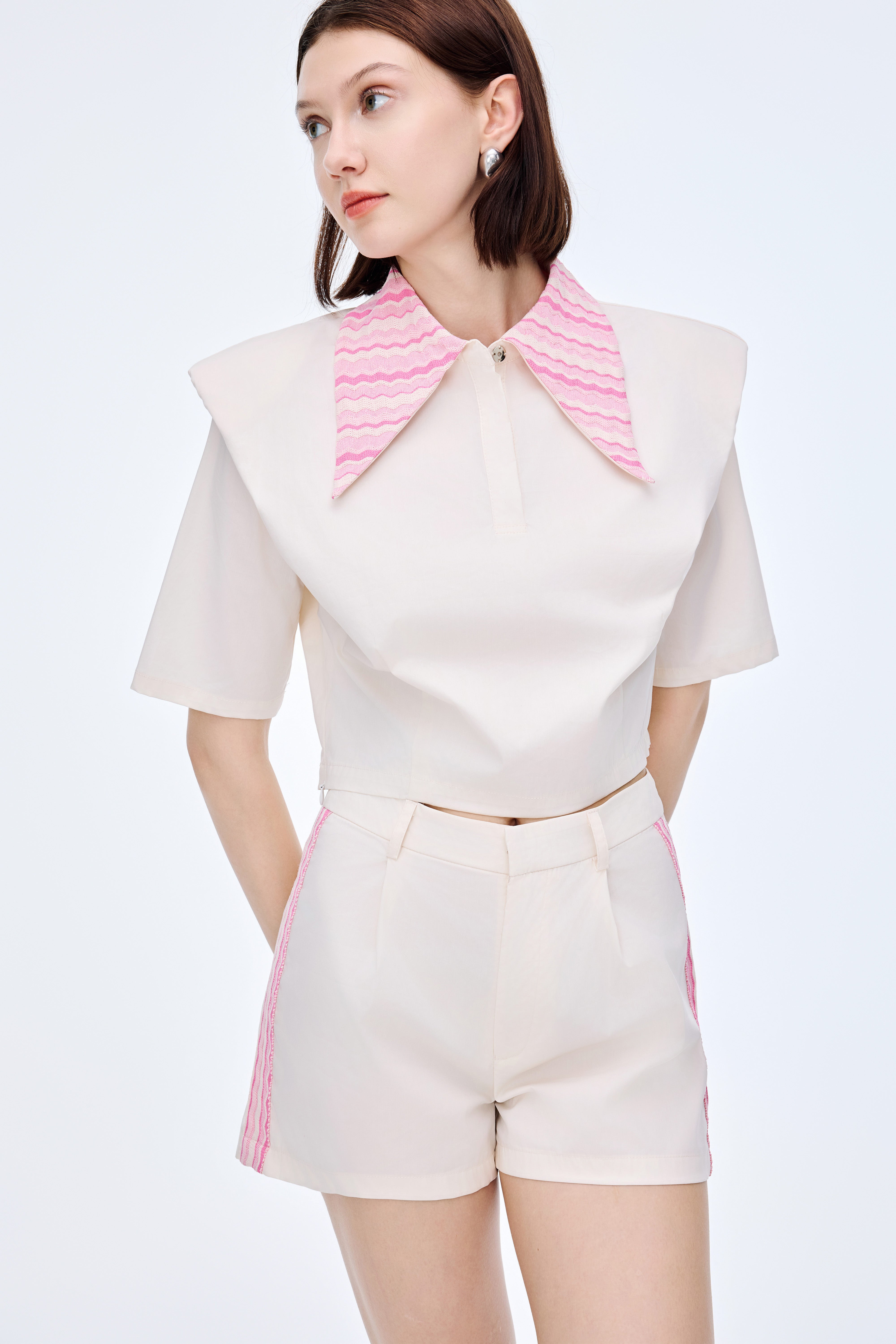 Knitted and woven spliced shorts