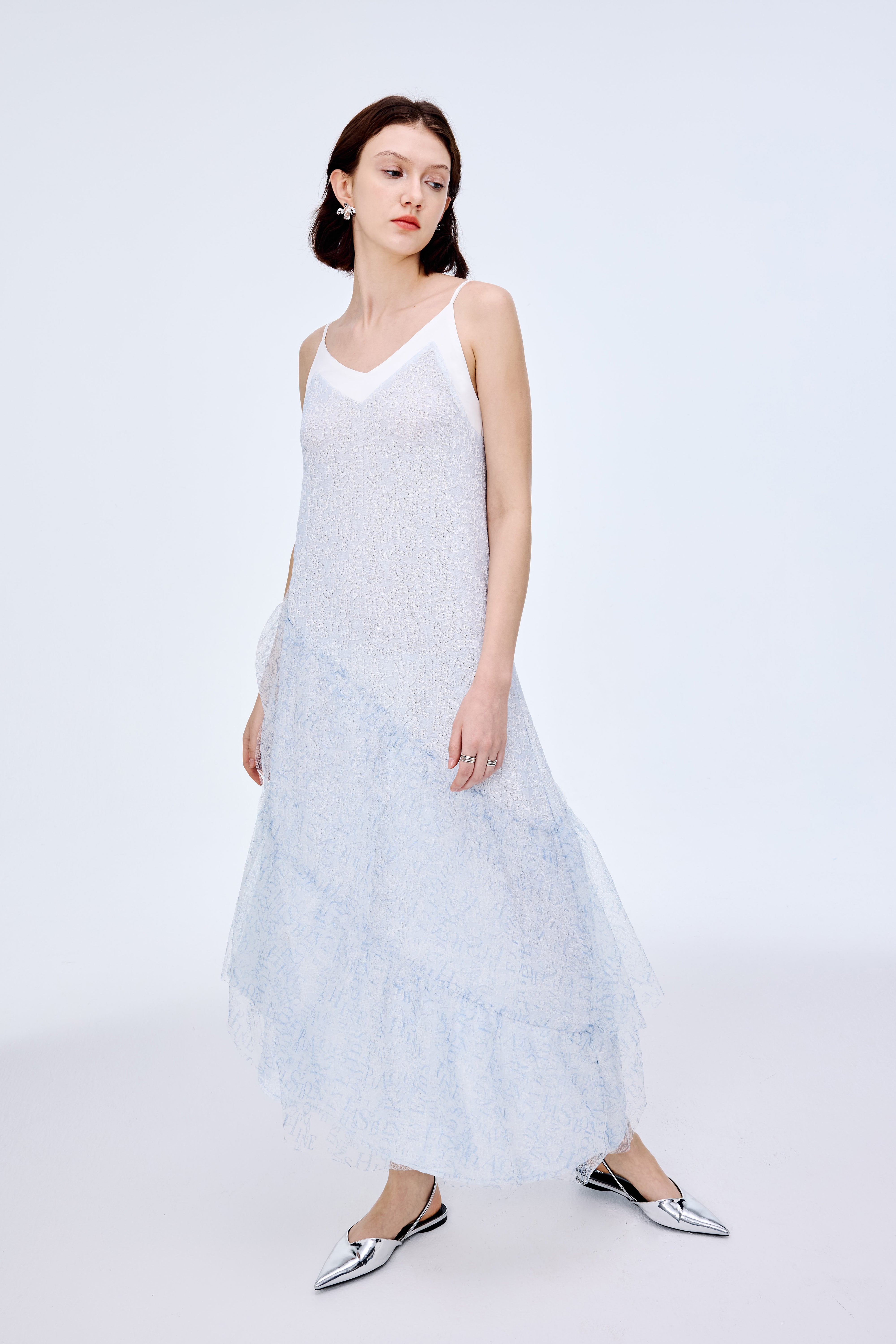 Jacquard Needle Shuttle Patchwork Tulle Skirt