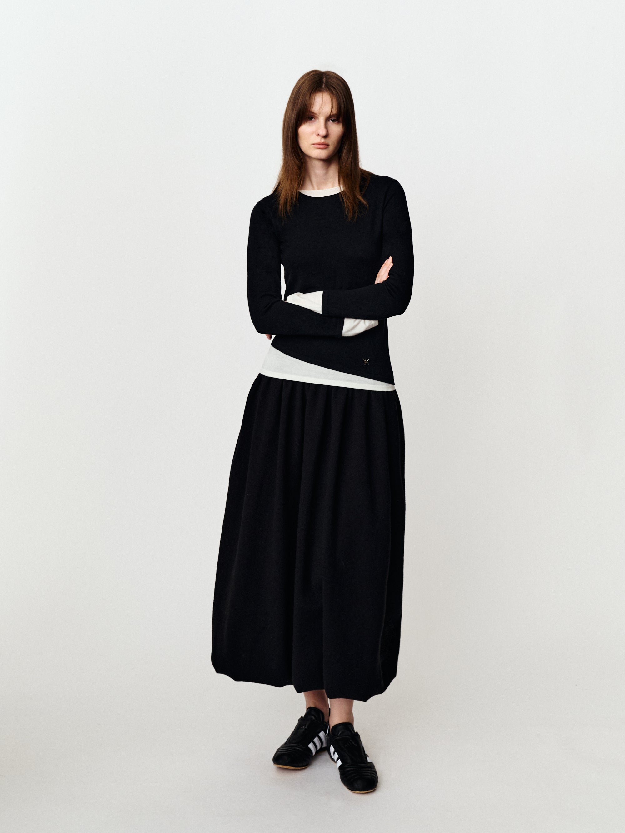 Color contrast two lazy French color matching knitwear