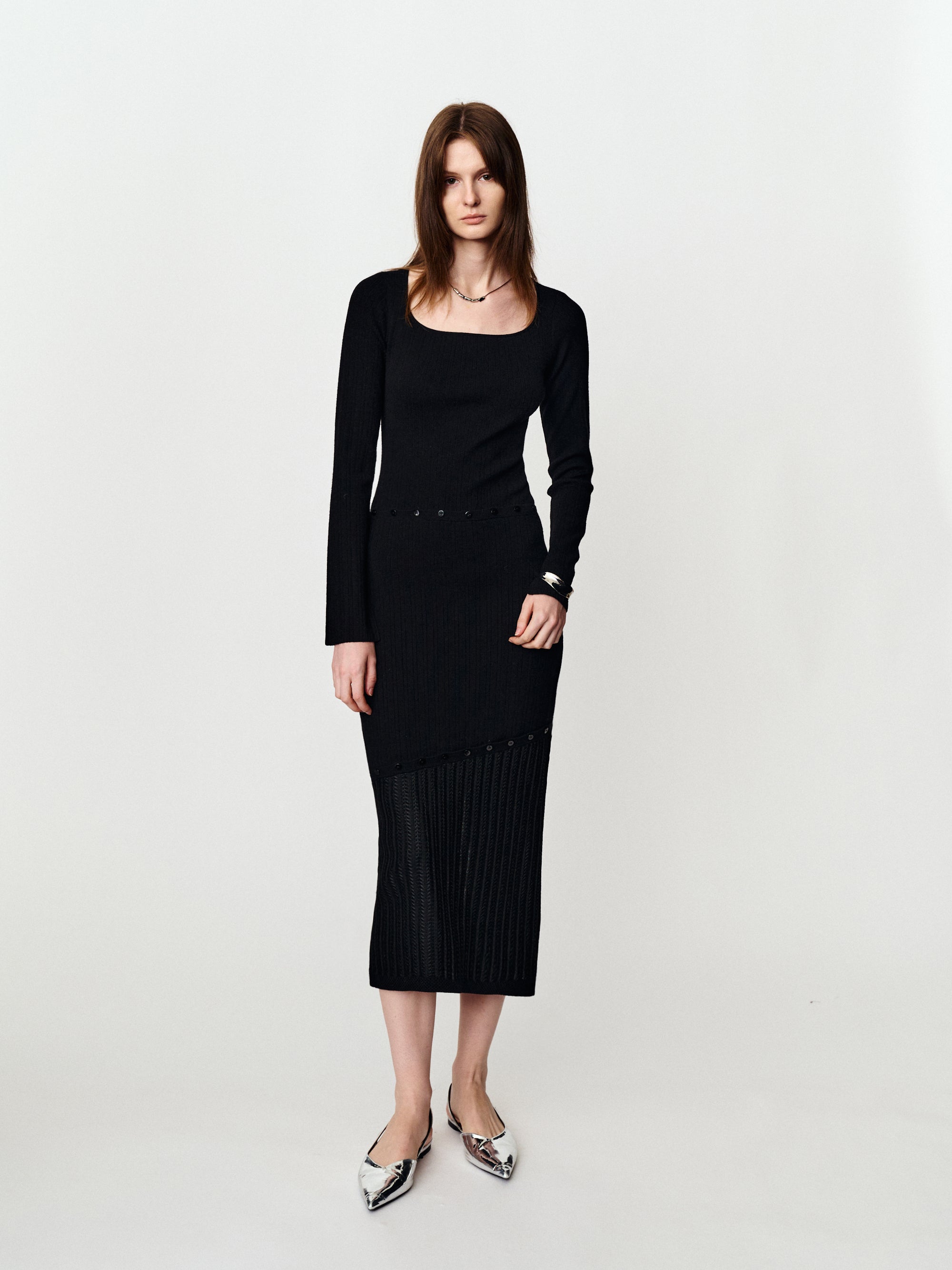 Design sense a dress to wear patchwork long sleeve knitted dress