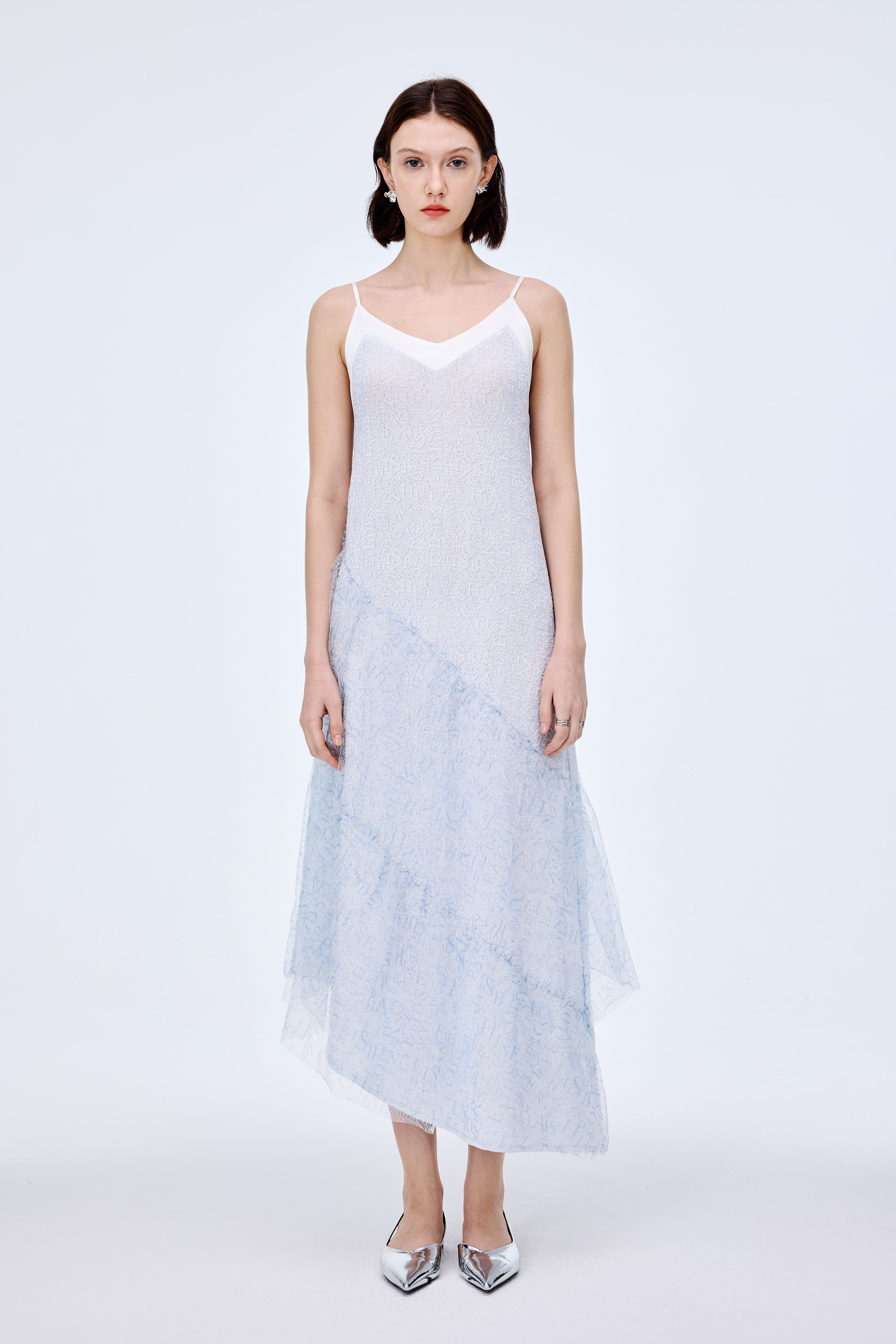 Jacquard Needle Shuttle Patchwork Tulle Skirt