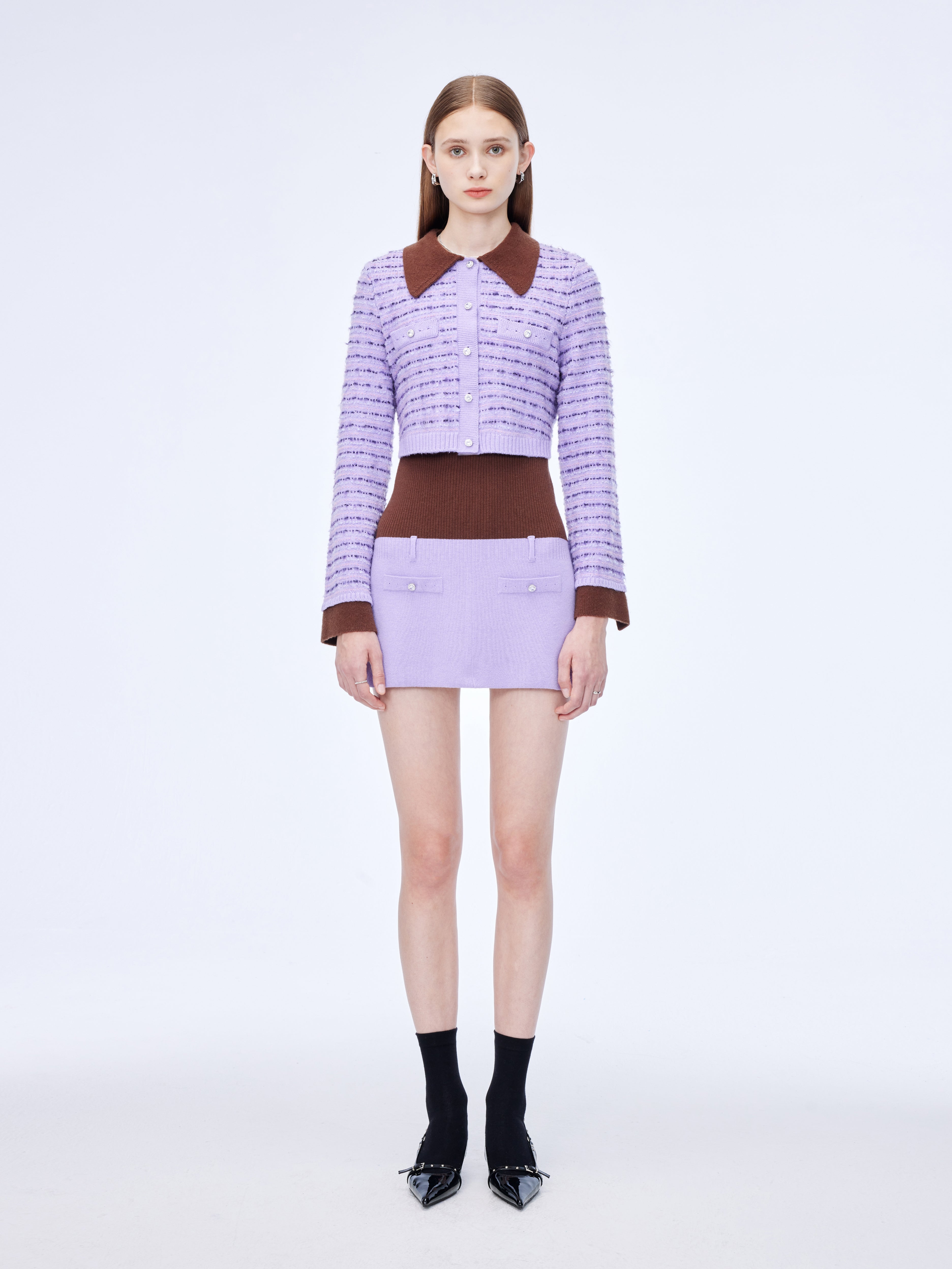 Knitted cropped jacket