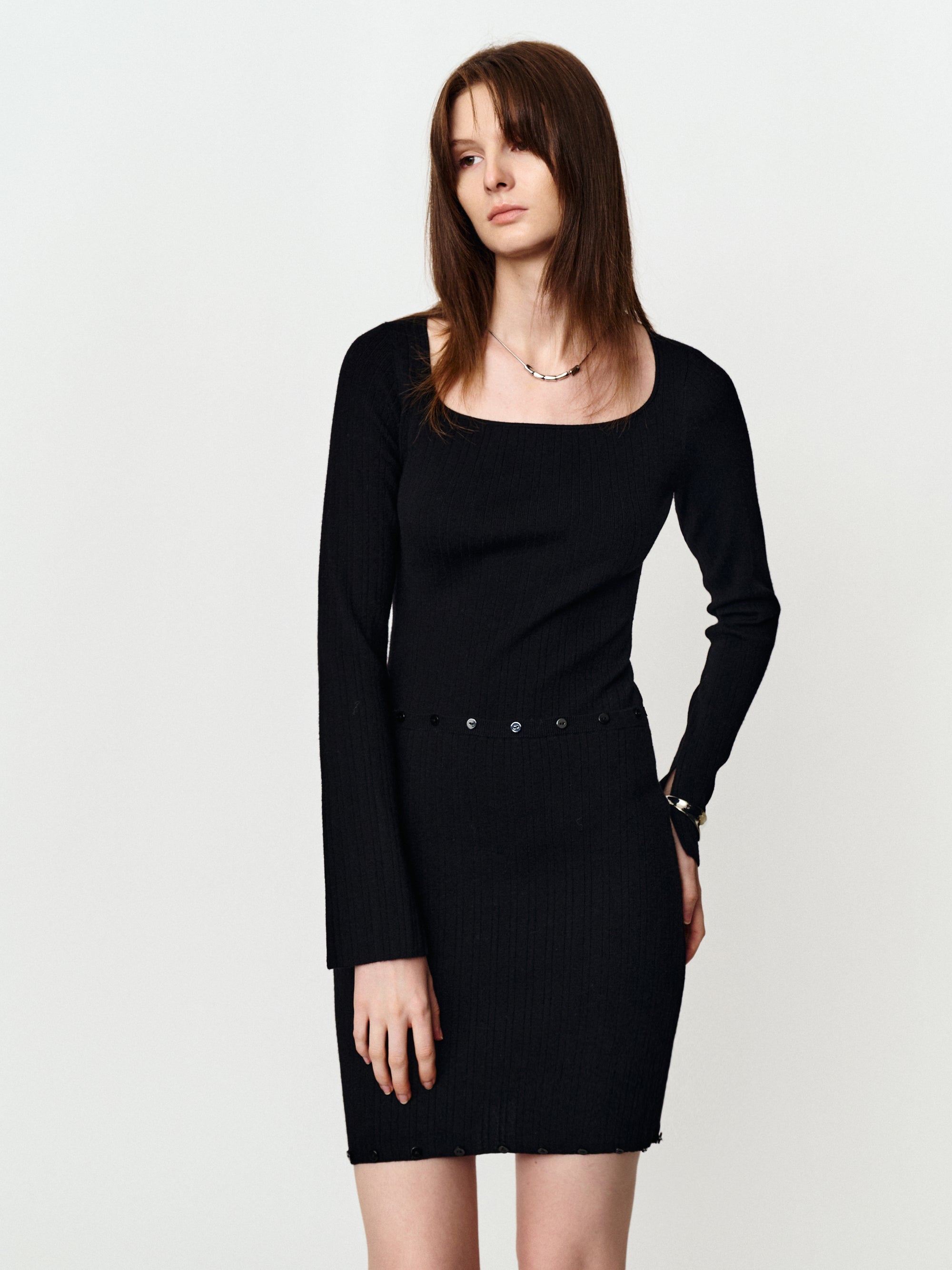 Design sense a dress to wear patchwork long sleeve knitted dress