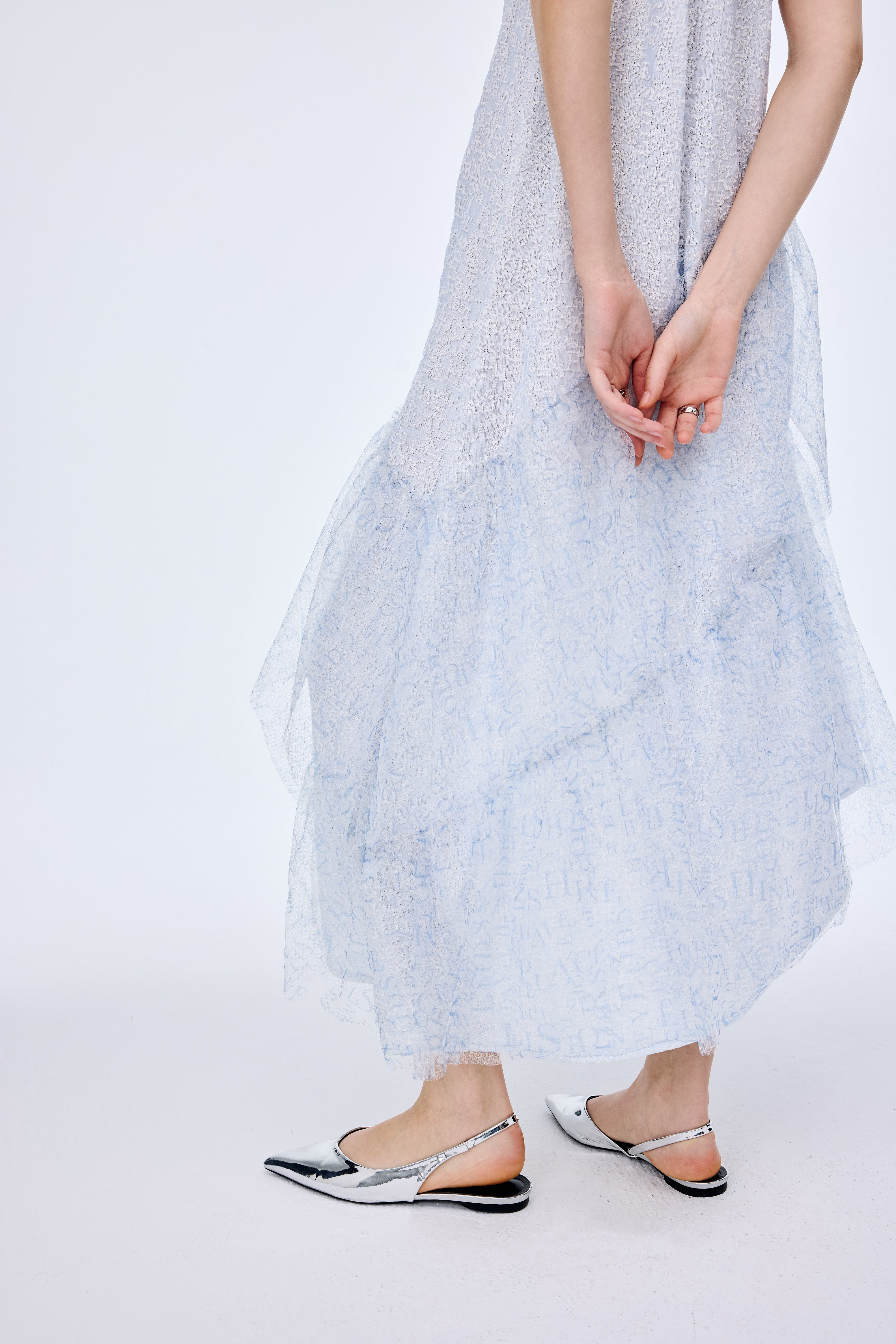 Jacquard Needle Shuttle Patchwork Tulle Skirt
