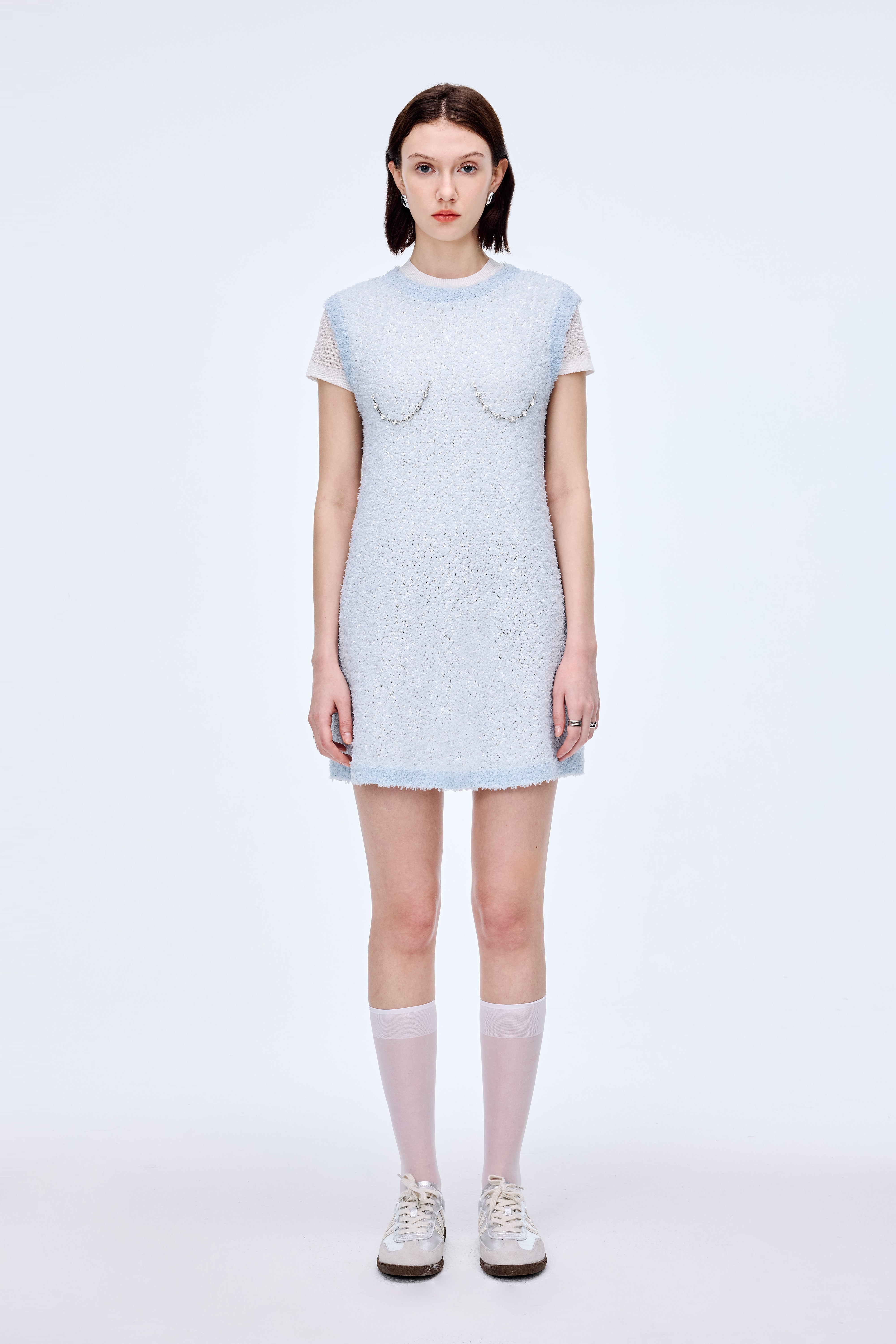 Floral Yarn Chain Embellished Dress