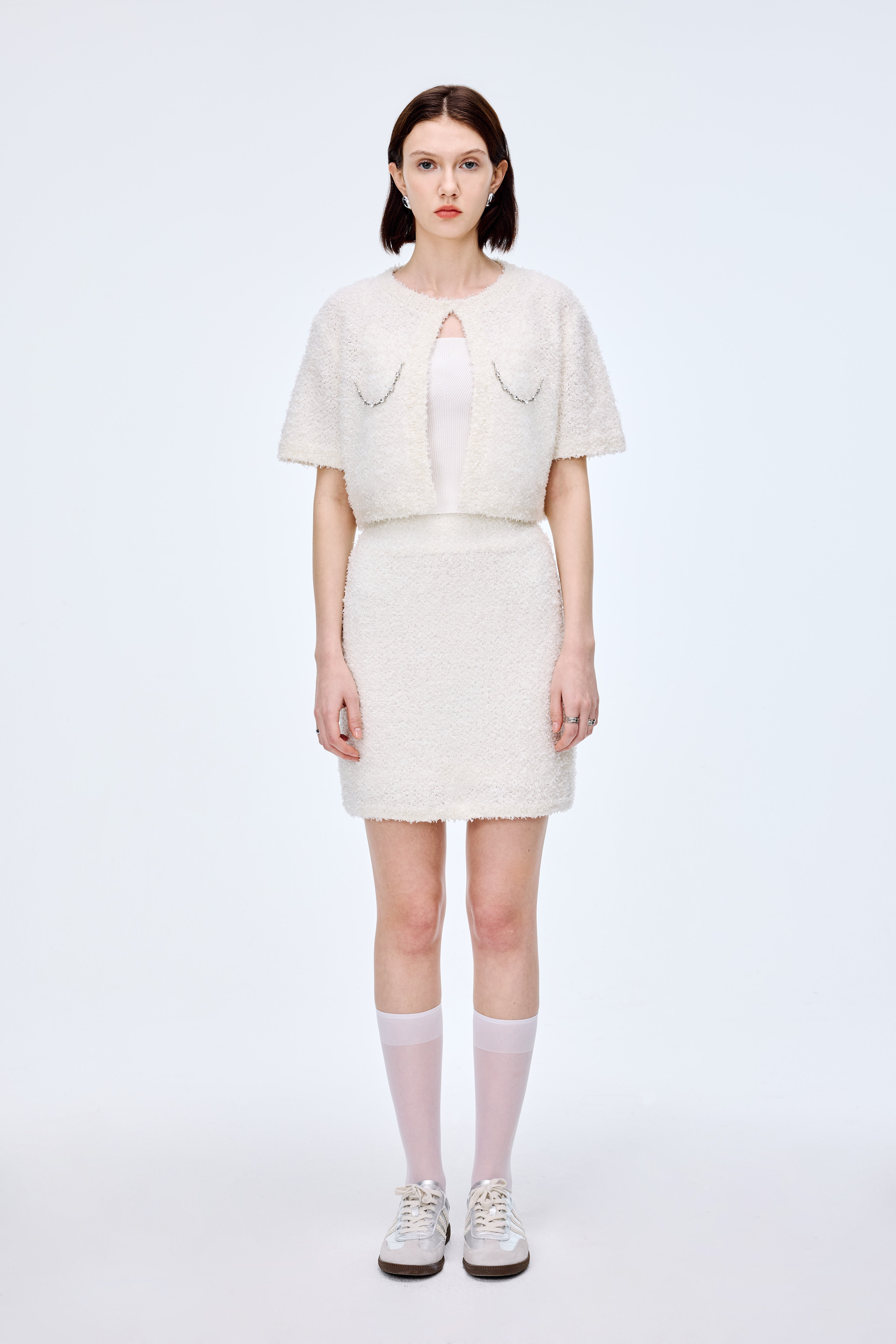 Floral Yarn Knit Skirt