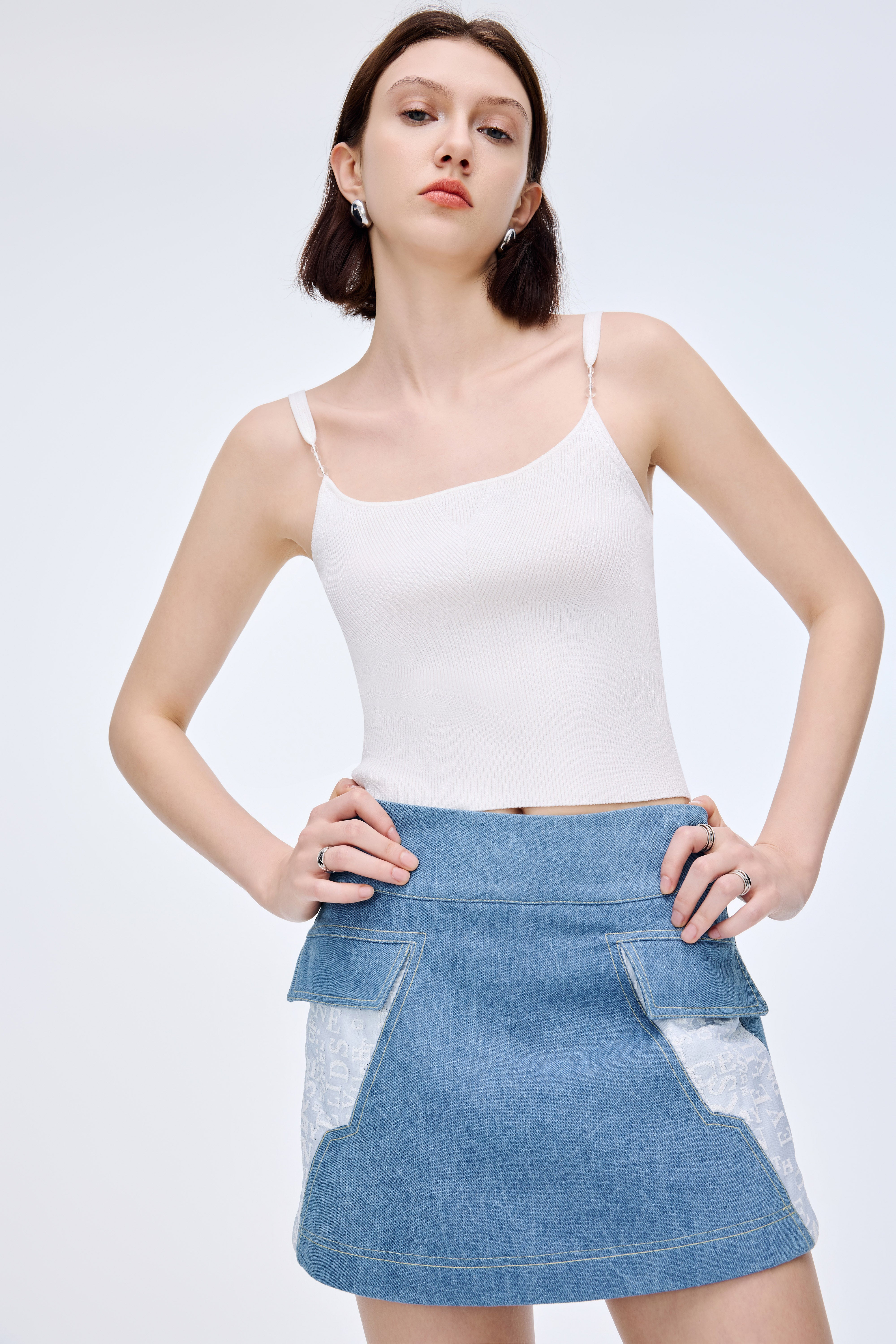Needle Shuttle Patchwork Denim Skirt Pants