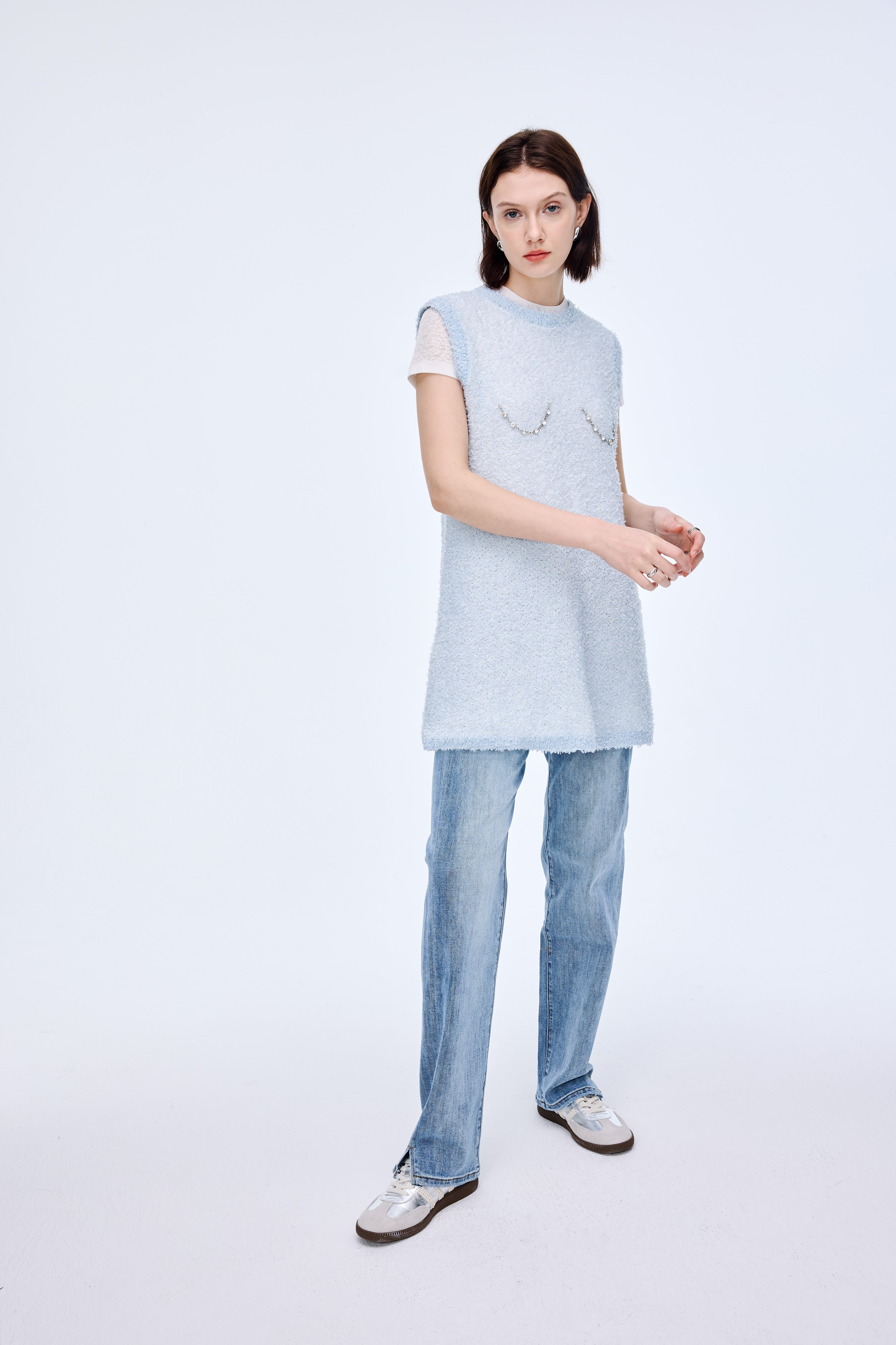 Floral Yarn Chain Embellished Dress