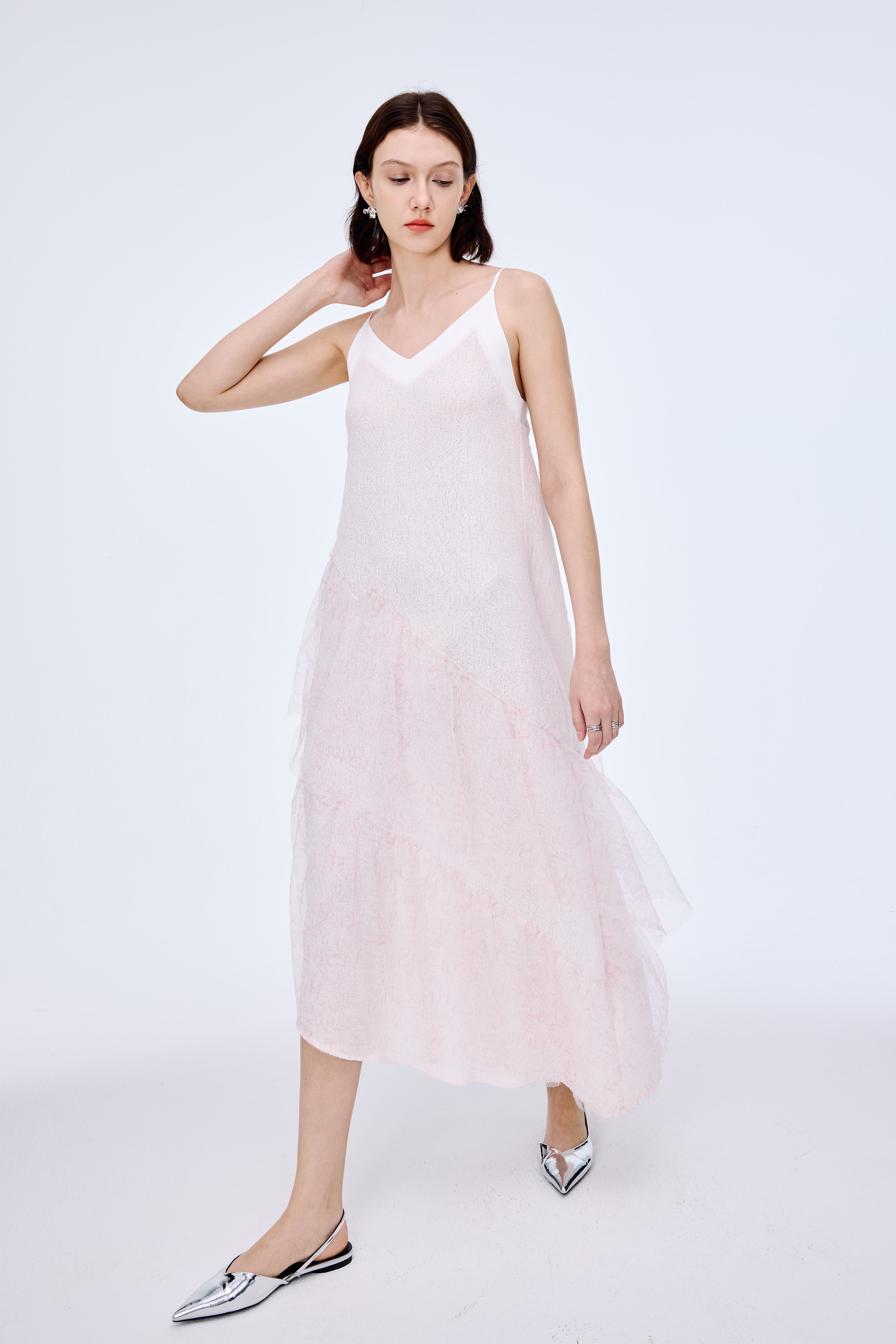 Jacquard Needle Shuttle Patchwork Tulle Skirt