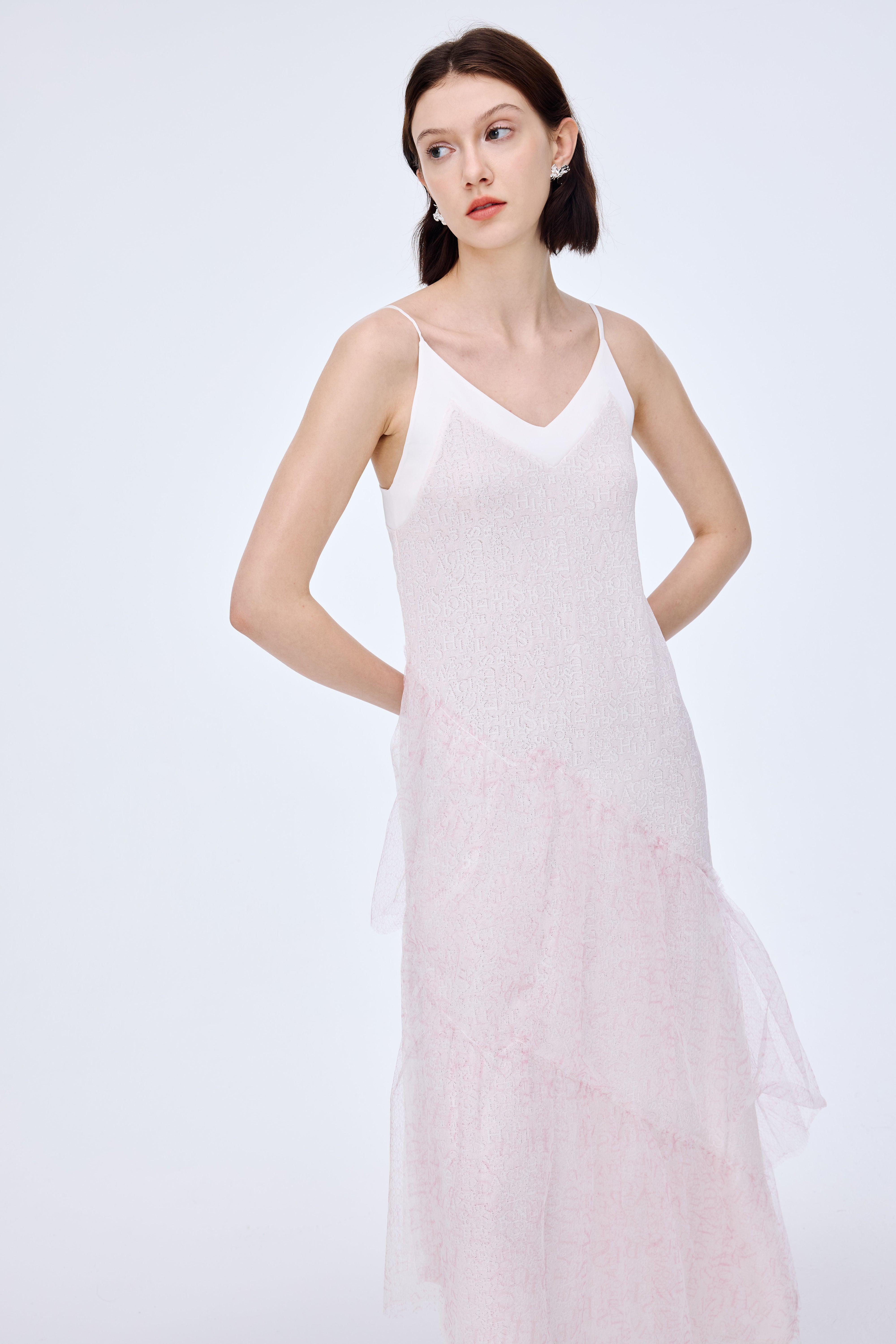 Jacquard Needle Shuttle Patchwork Tulle Skirt