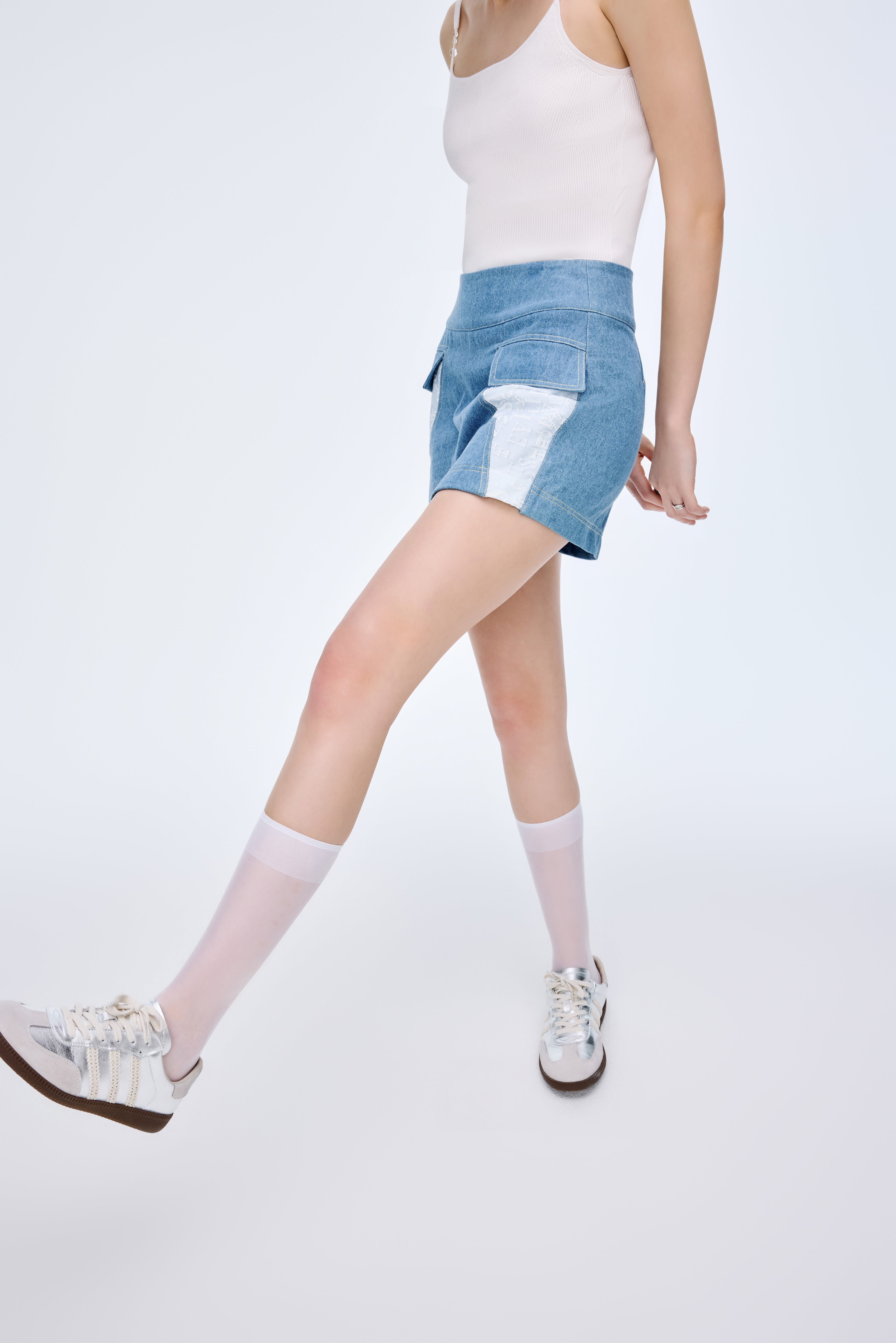 Needle Shuttle Patchwork Denim Skirt Pants