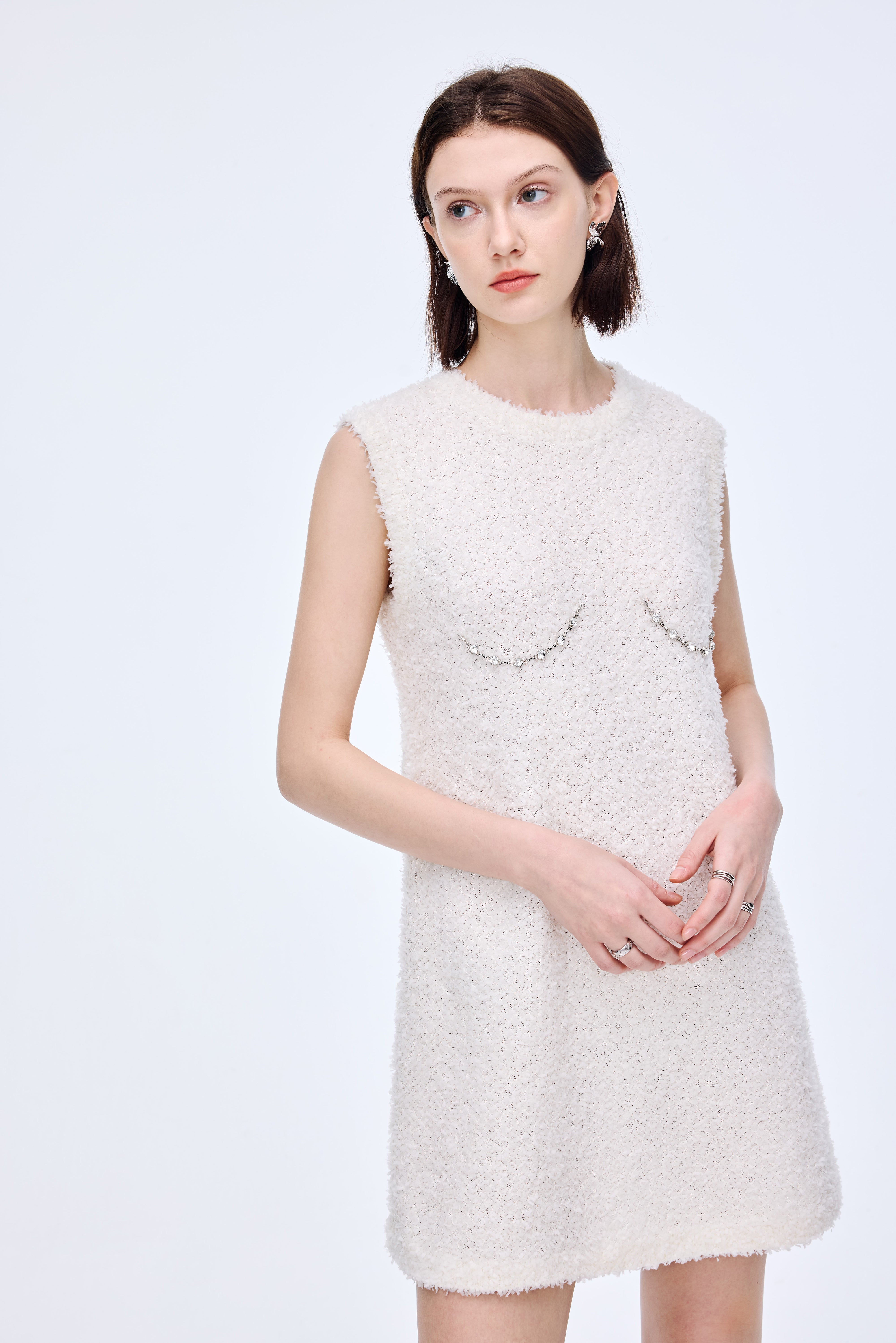 Floral Yarn Chain Embellished Dress