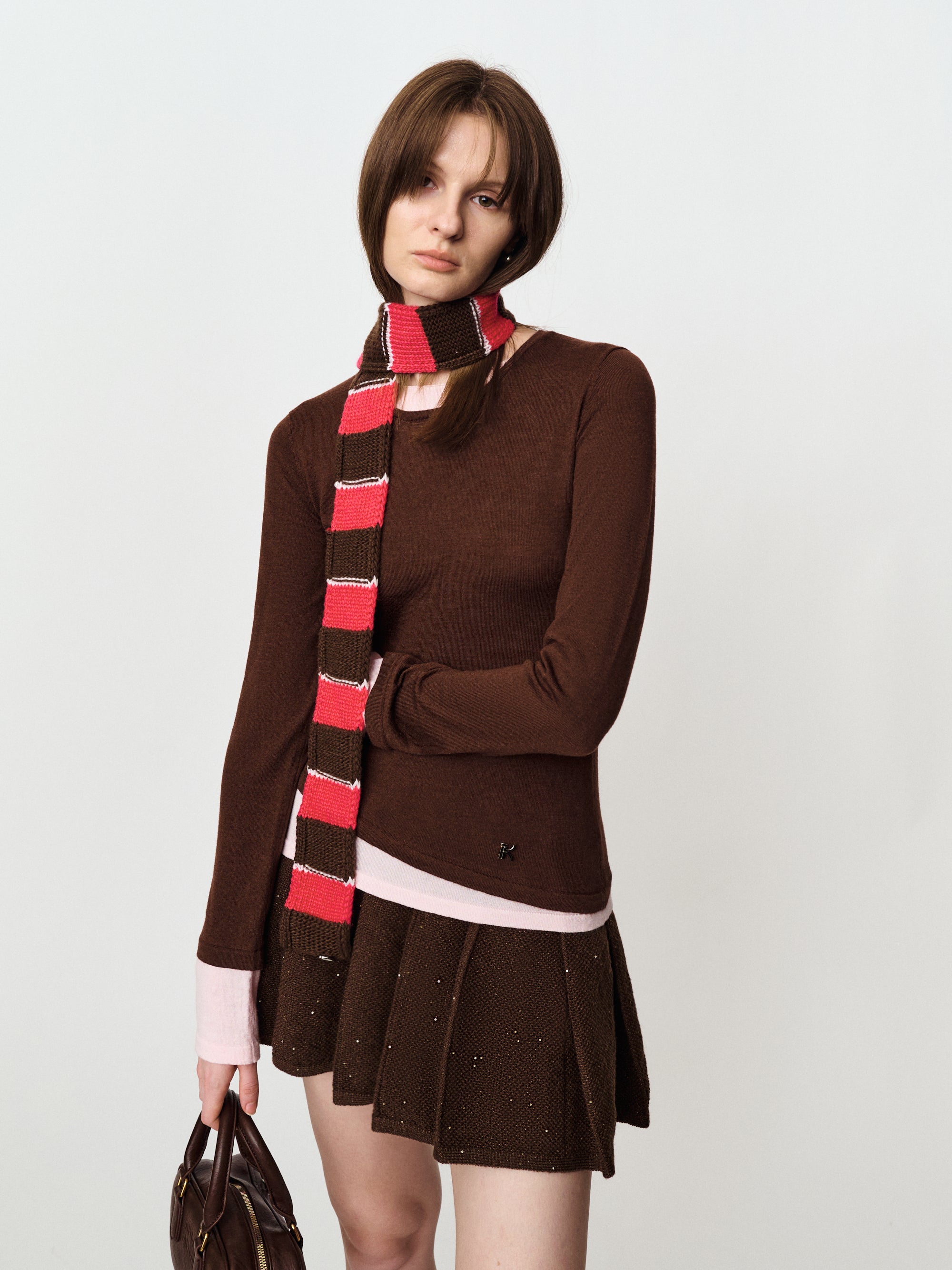 Color contrast two lazy French color matching knitwear
