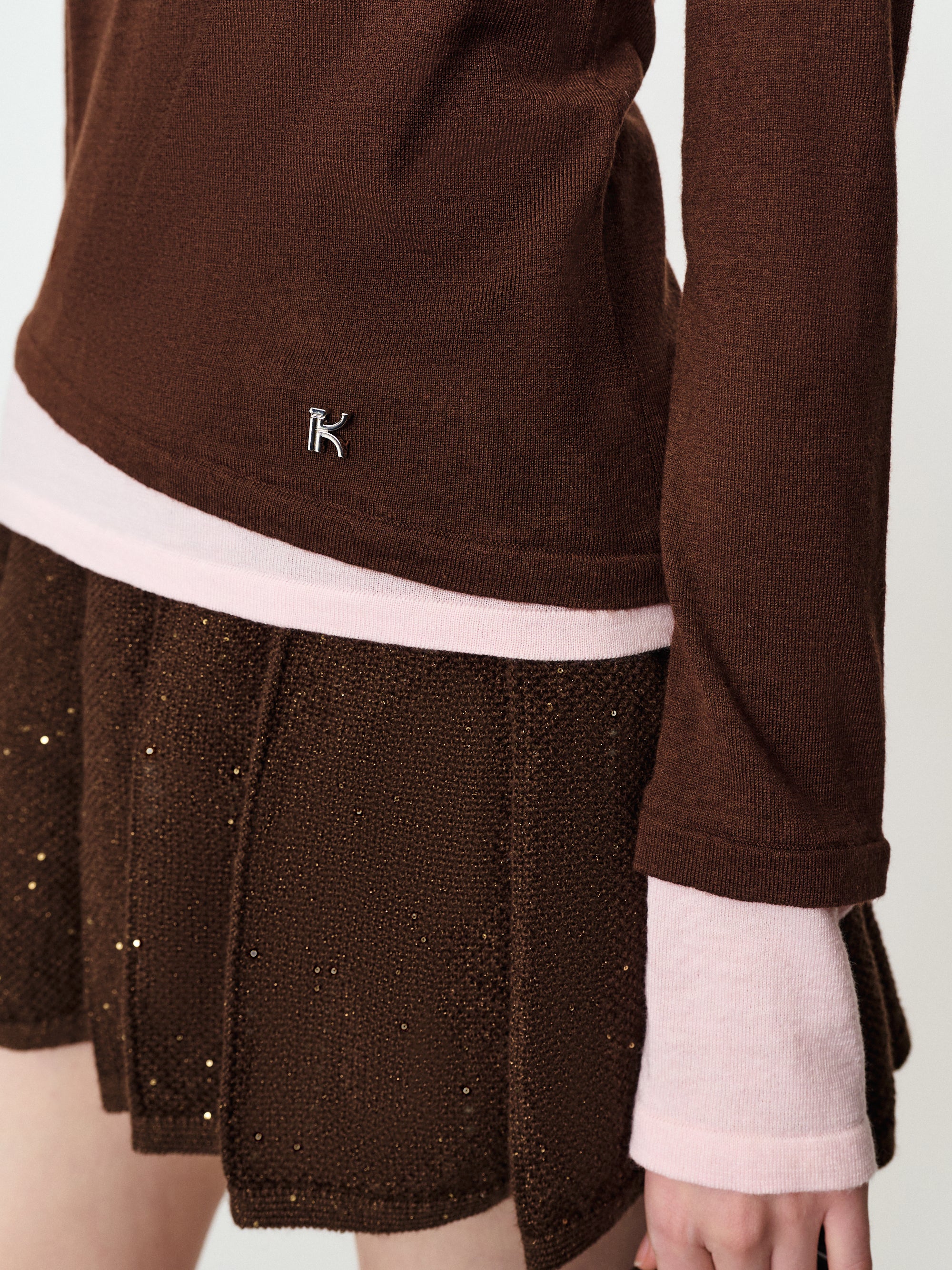 Color contrast two lazy French color matching knitwear