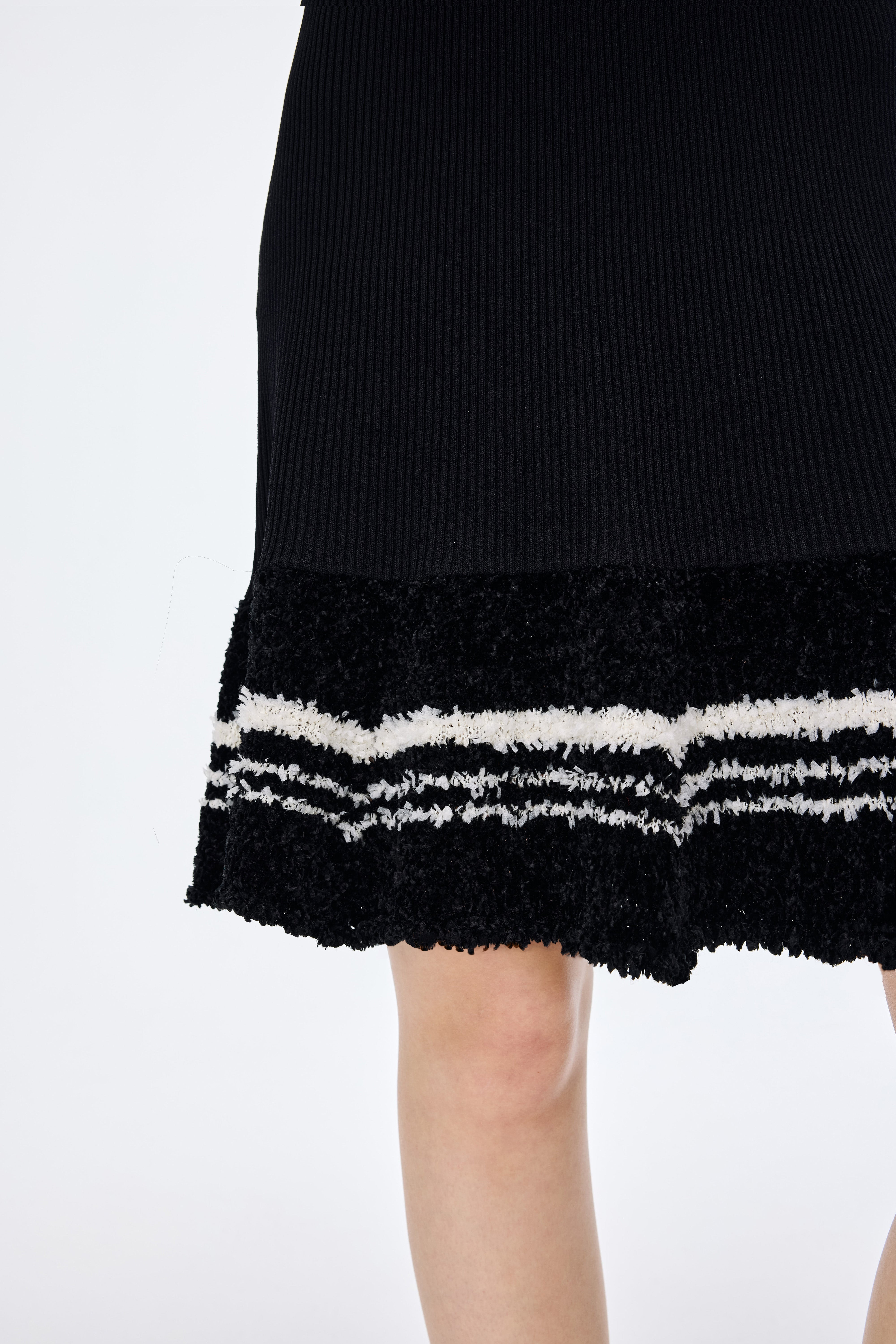 Knitted Dress with Floral Lace Panels