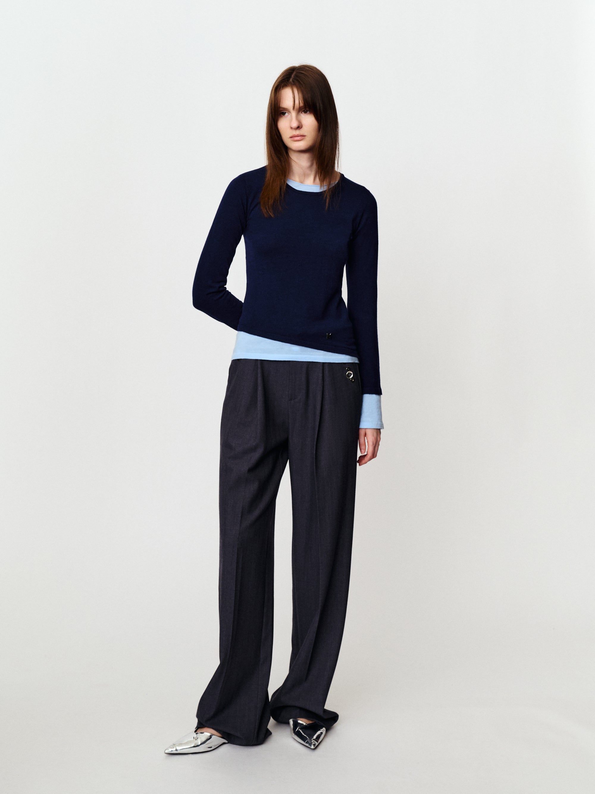 Color contrast two lazy French color matching knitwear