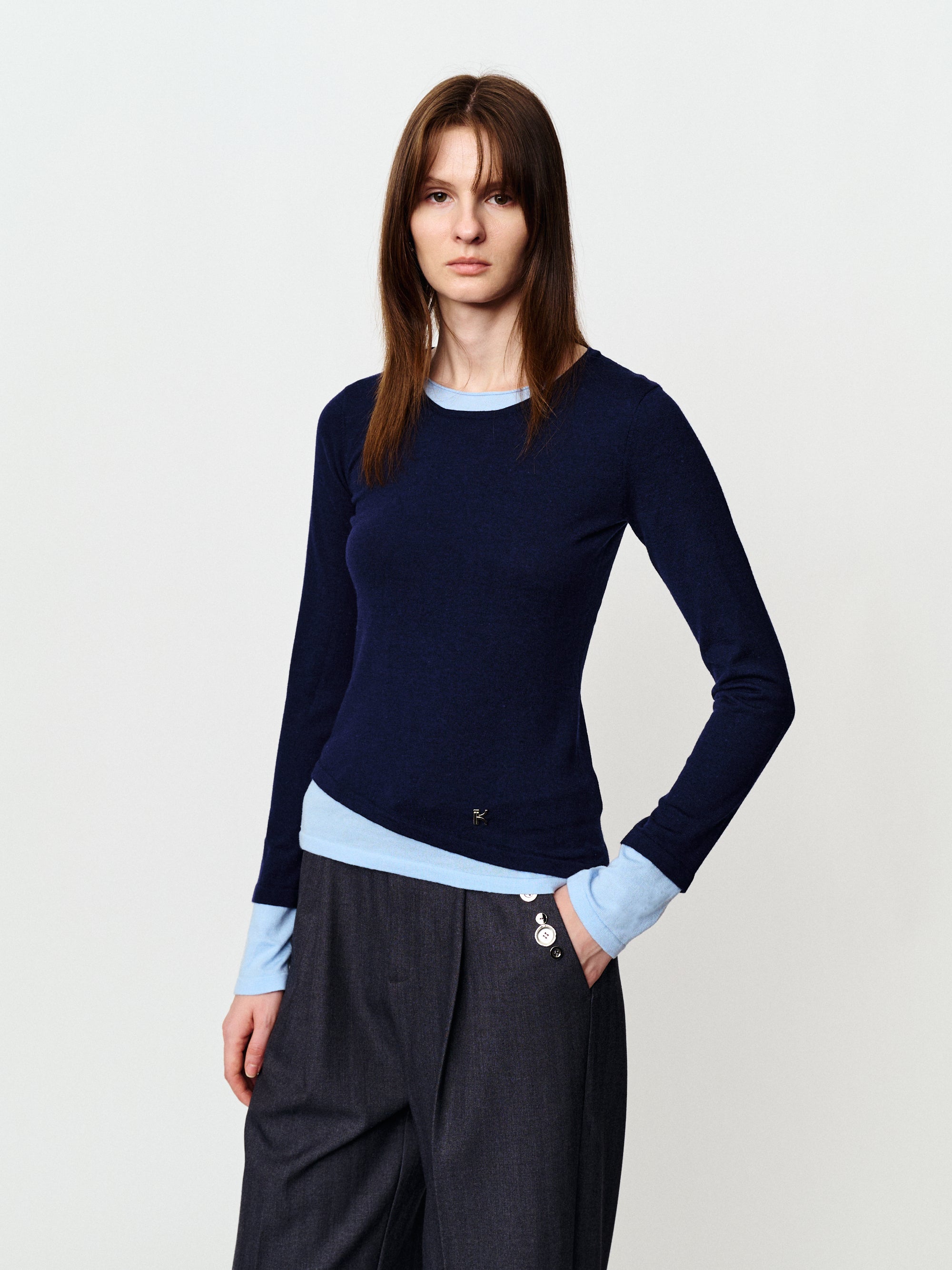 Color contrast two lazy French color matching knitwear