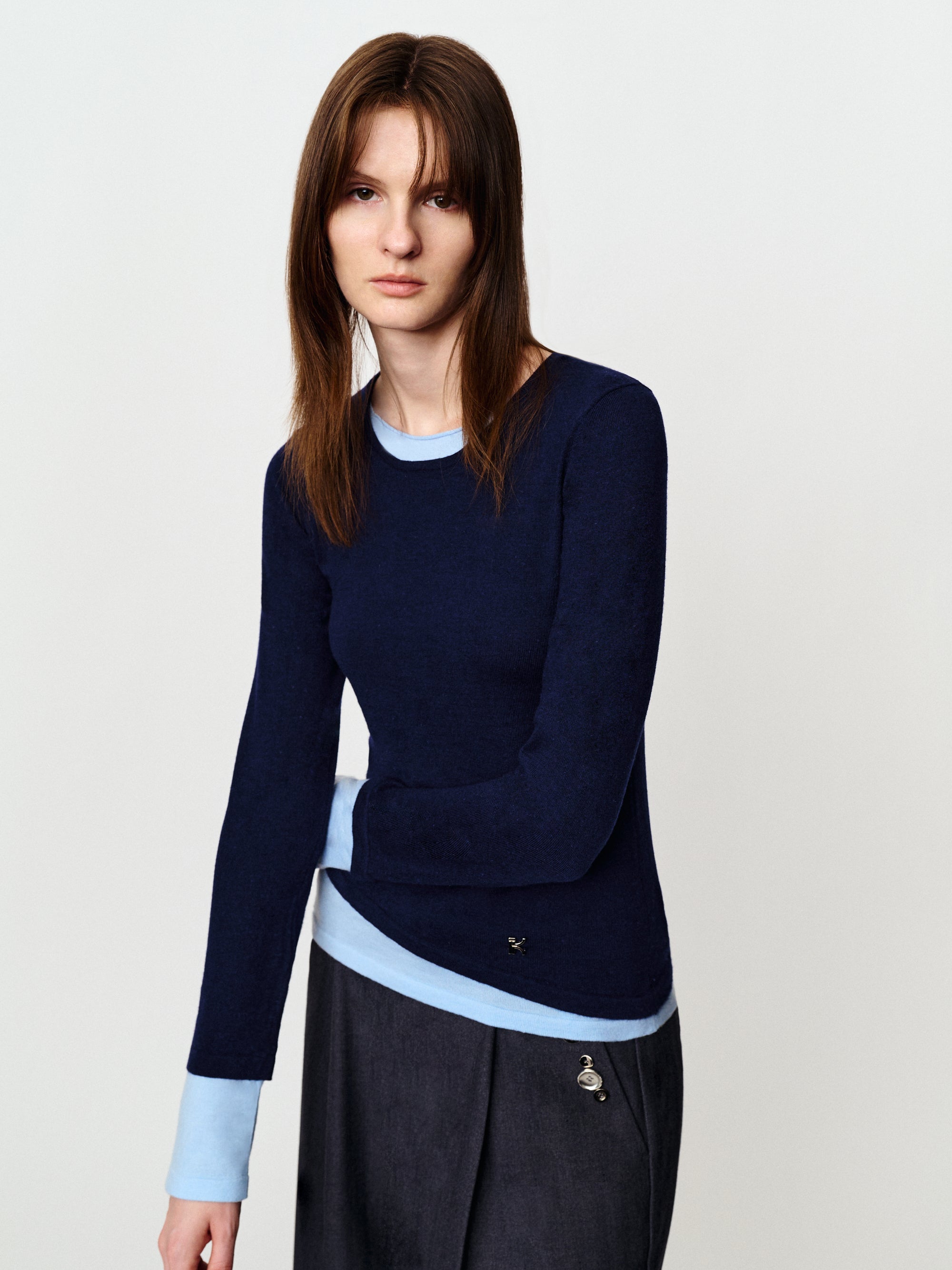 Color contrast two lazy French color matching knitwear
