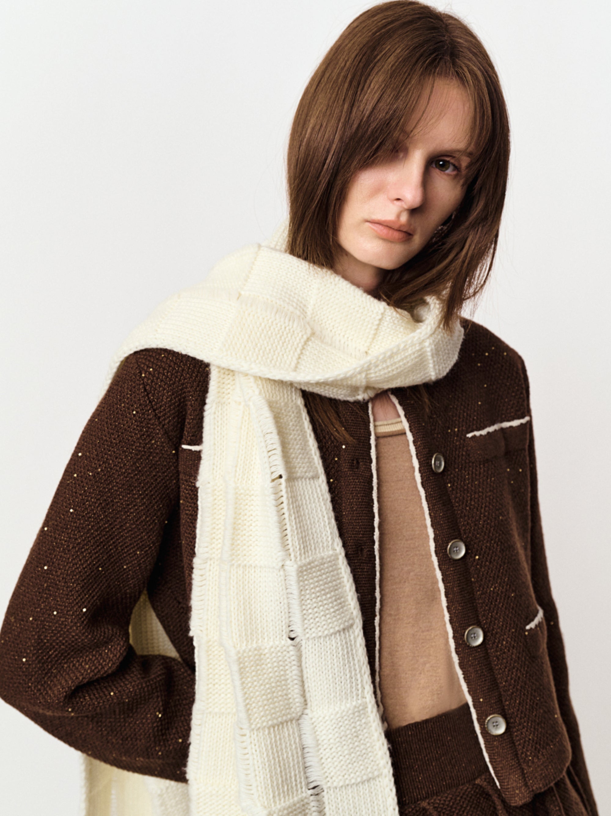 Square fabric soft knit scarf literary warm shawl