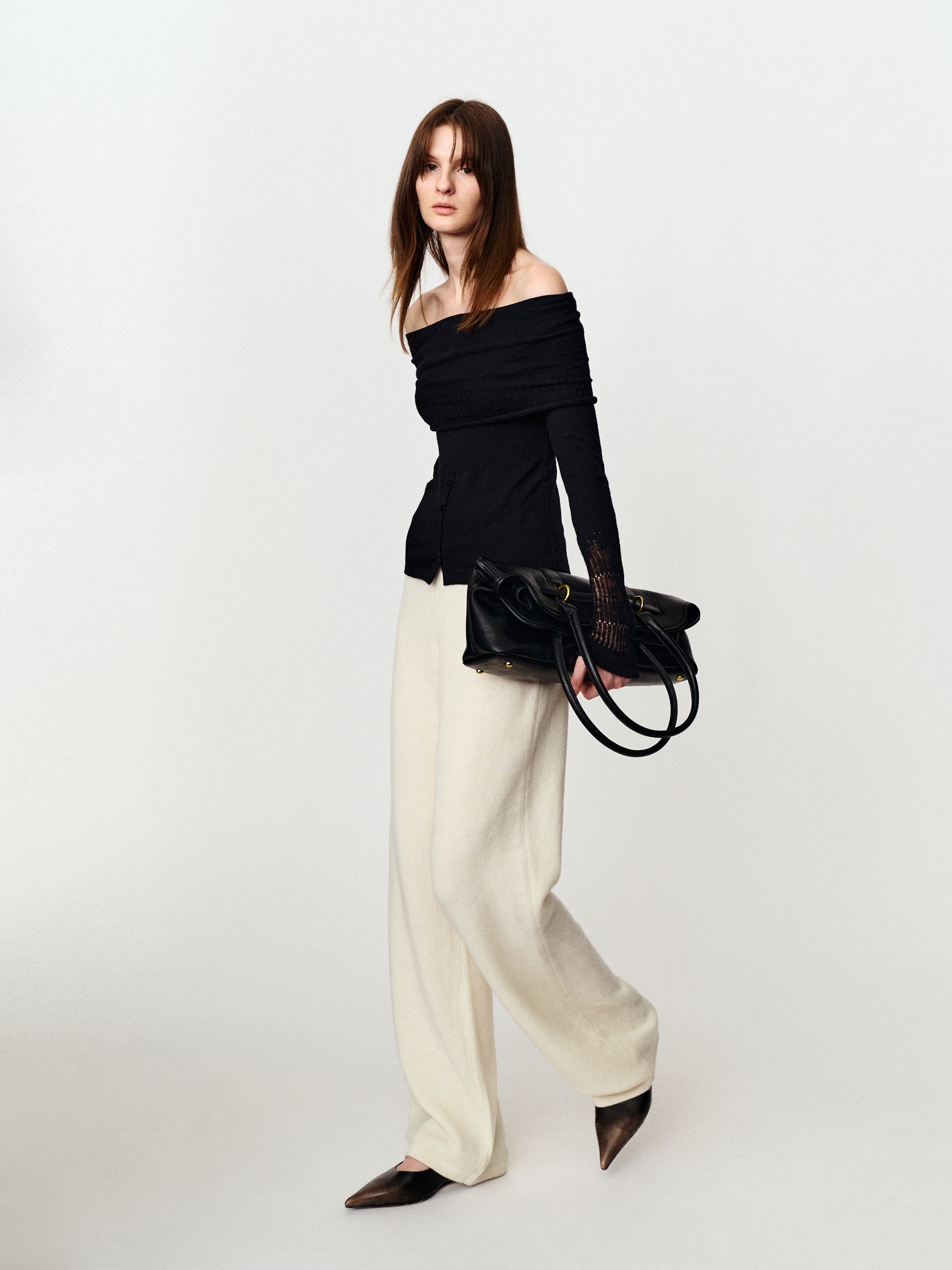 Slim casual loose knit pants