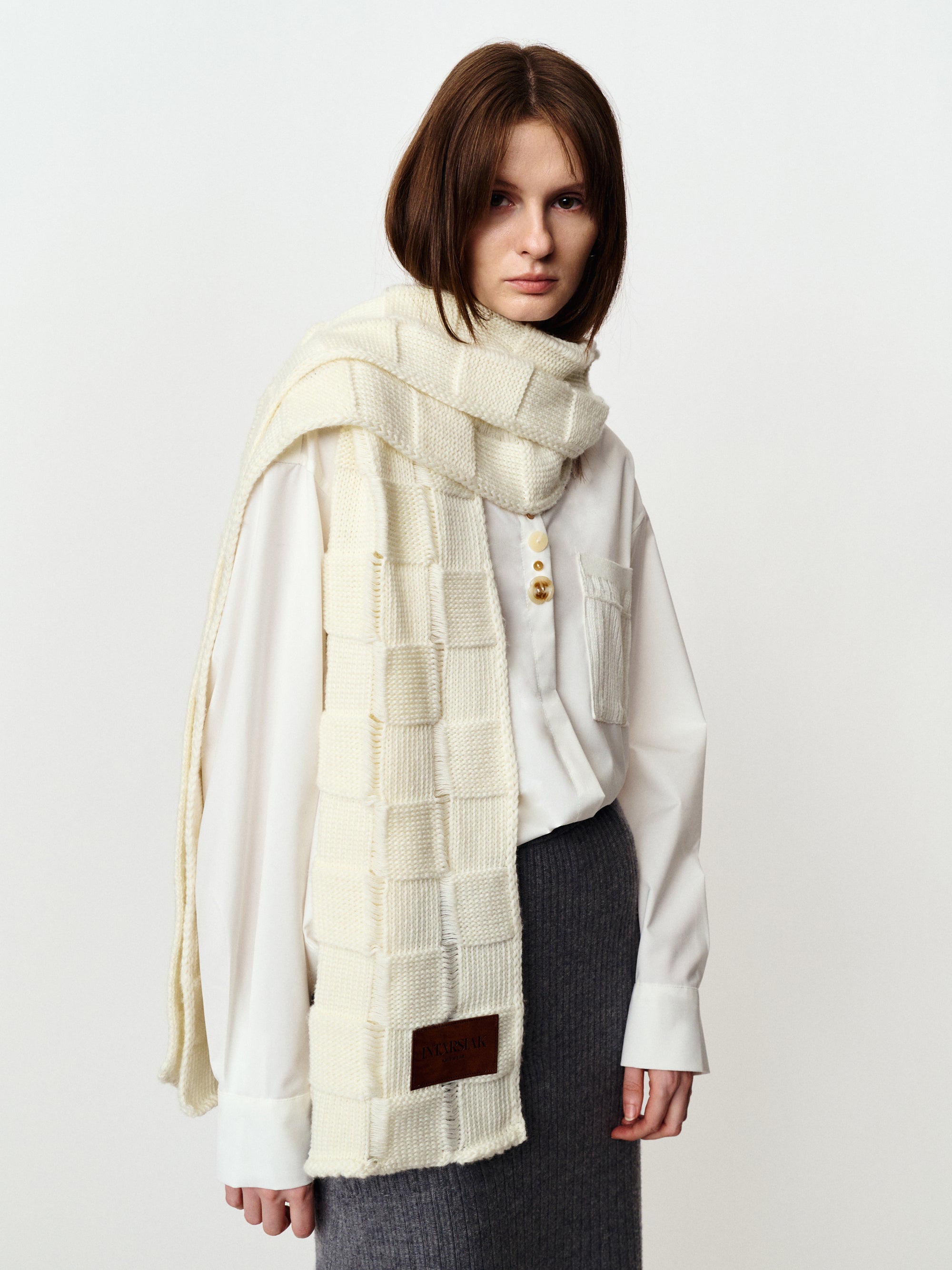 Square fabric soft knit scarf literary warm shawl