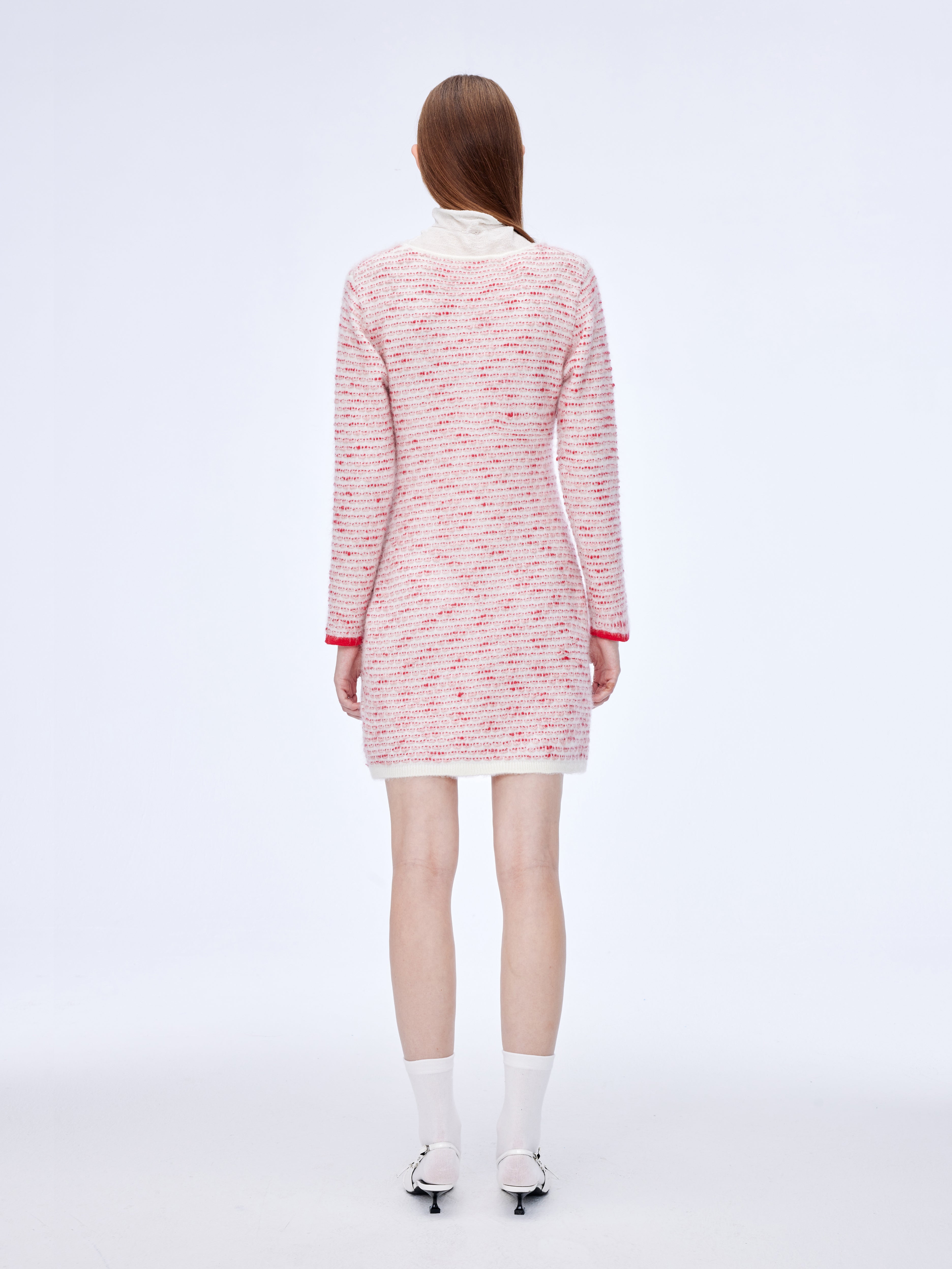 U-neck slim knitted minidress