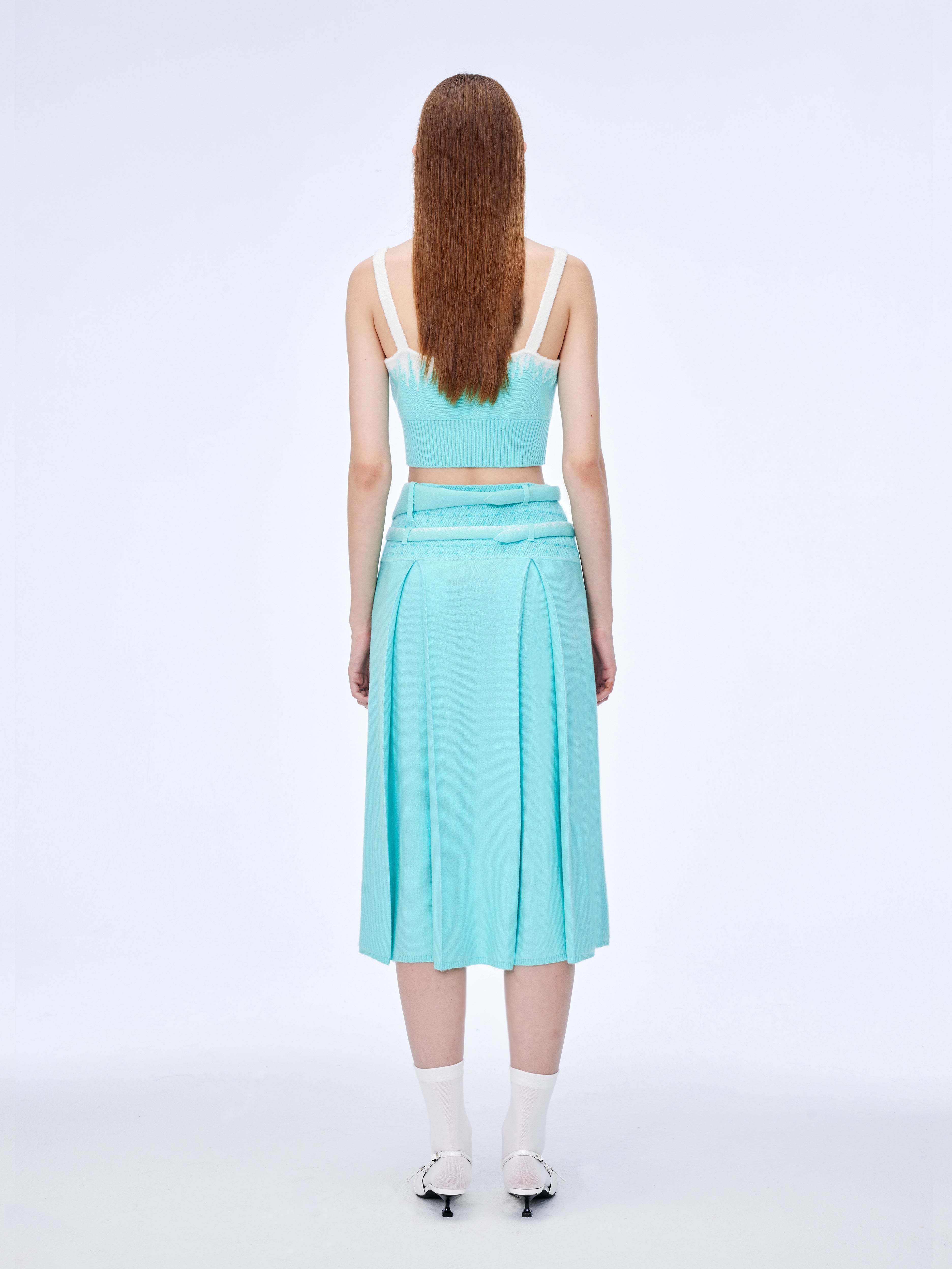 Double-belted Pleated Skirt