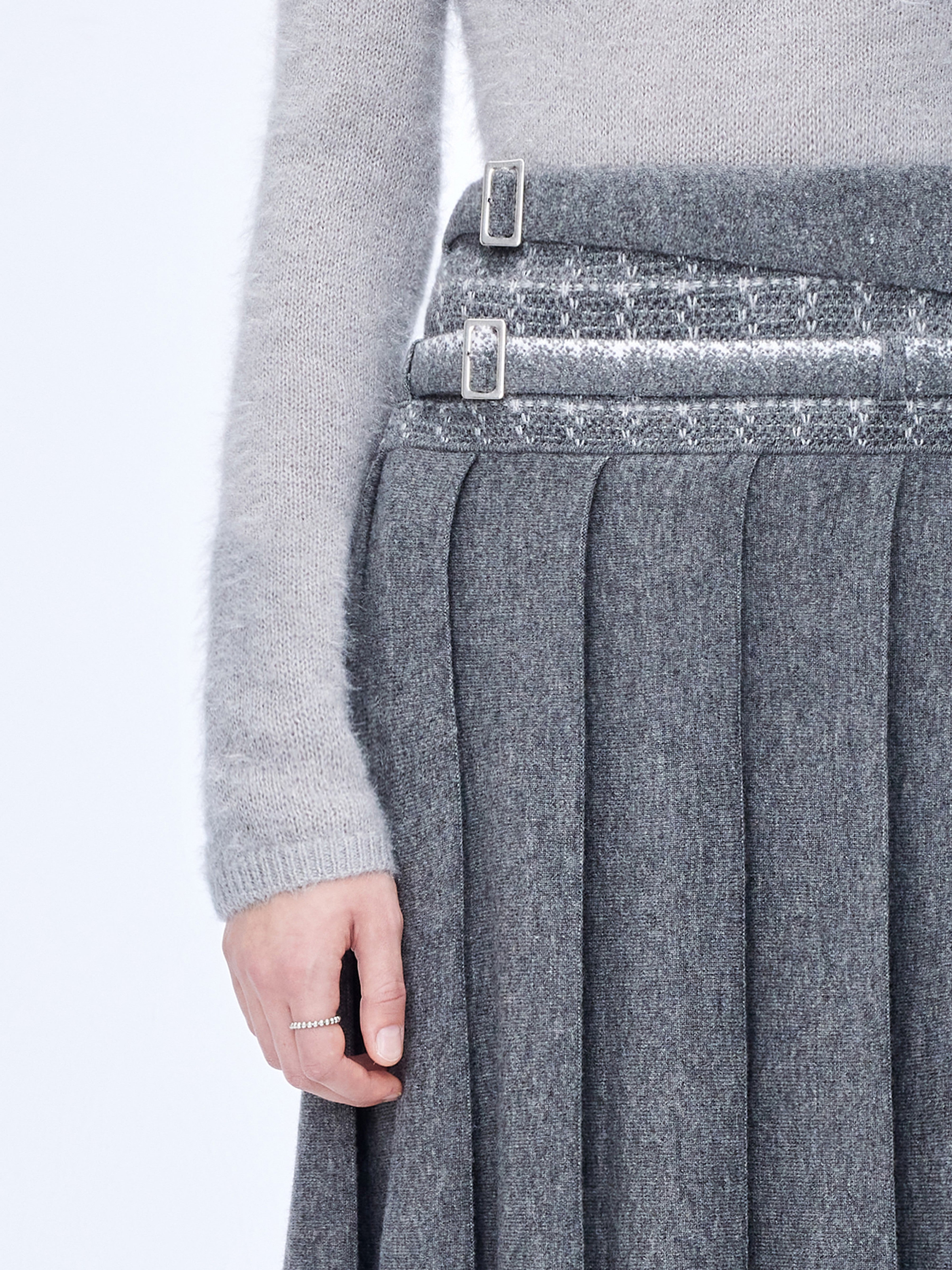 Double-belted Pleated Skirt