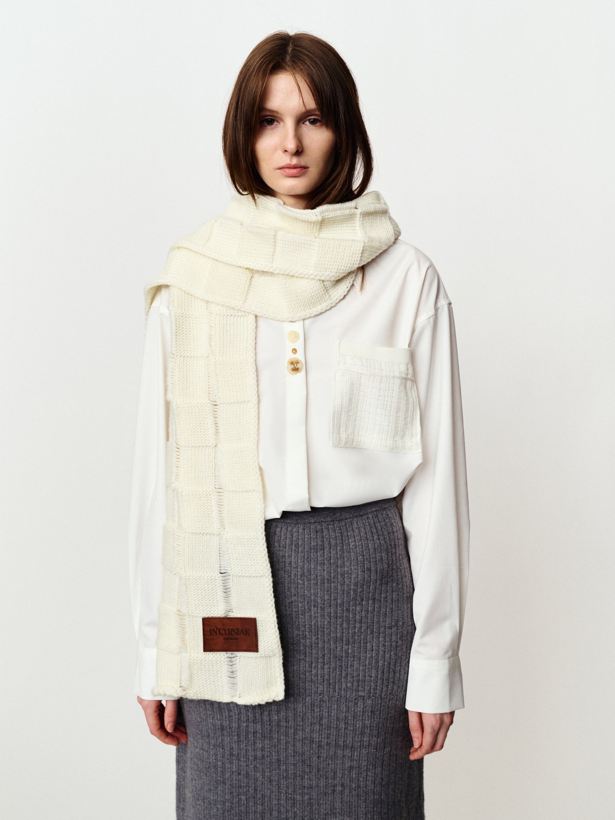 Square fabric soft knit scarf literary warm shawl