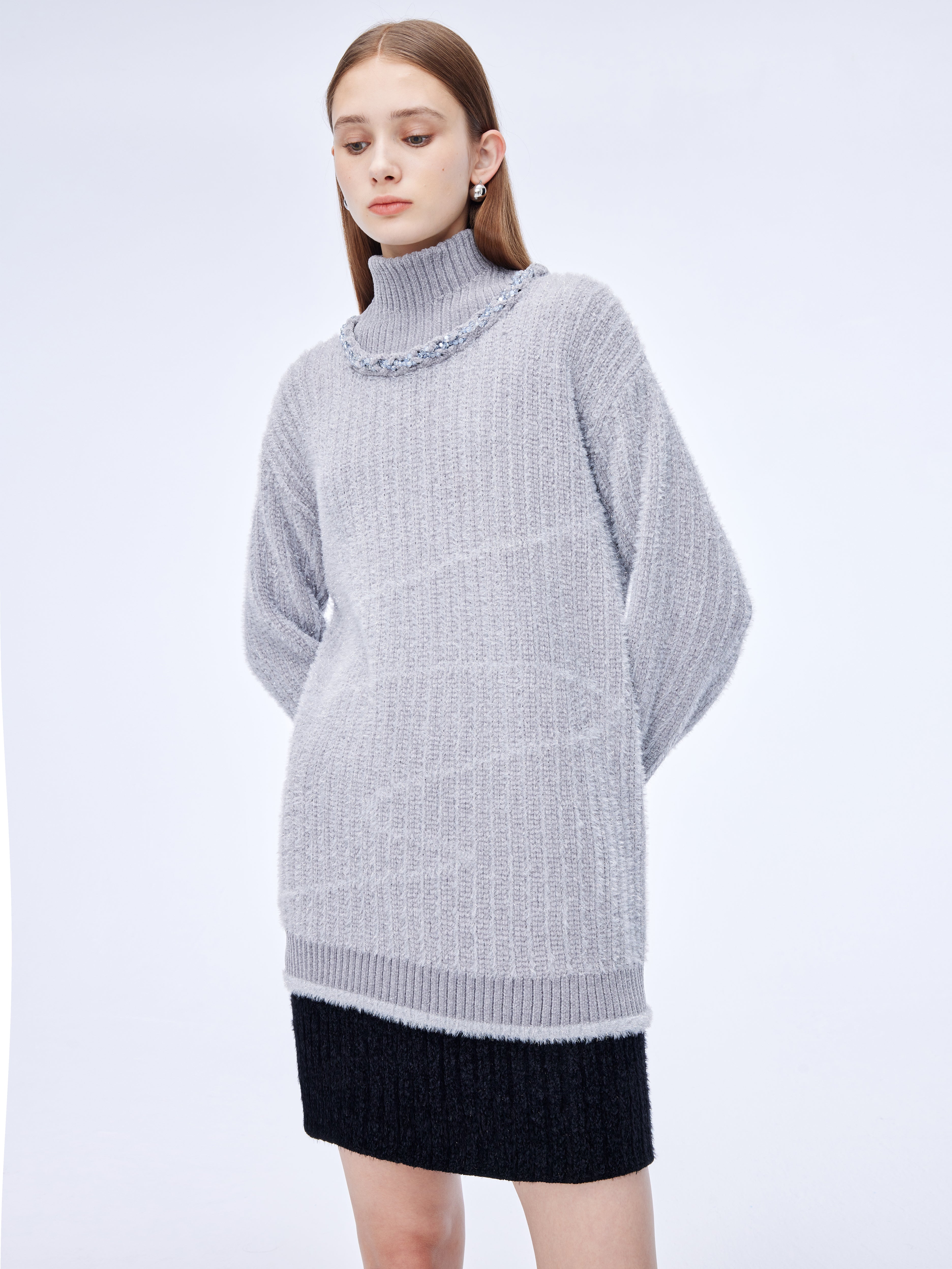 Beaded high-neck Sweater