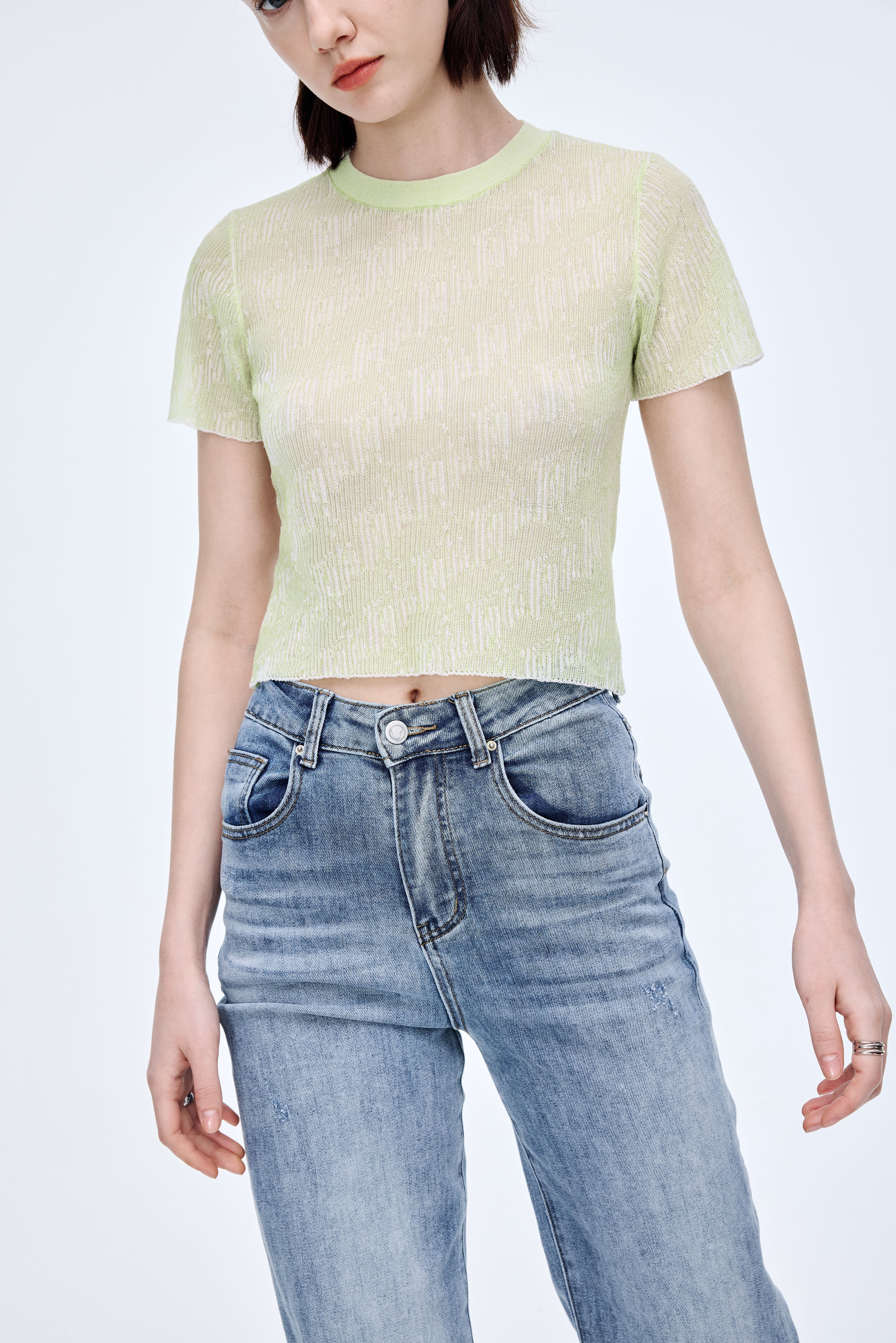 Thin jacquard knit short sleeve