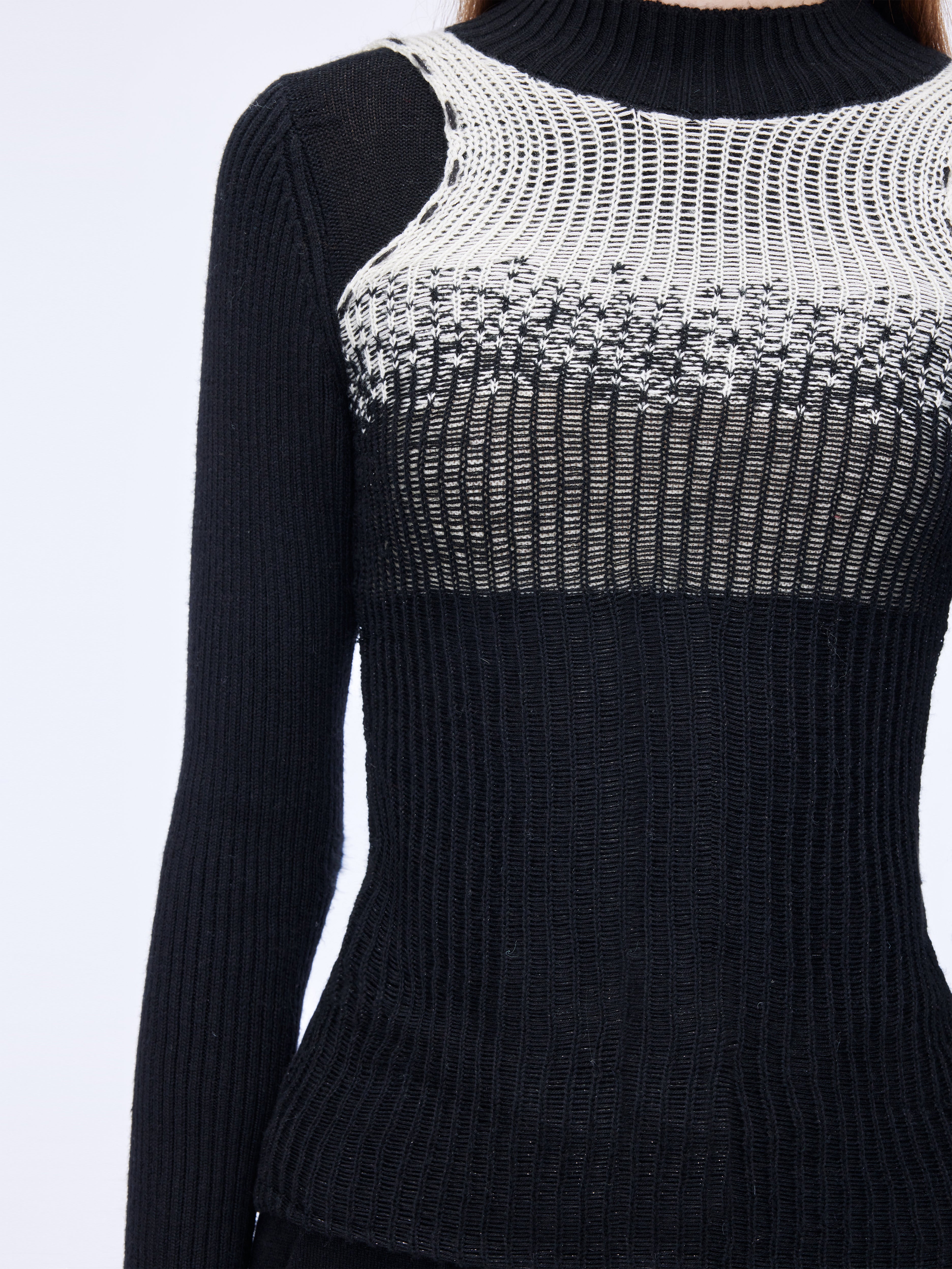 Mesh black and white gradient sweater