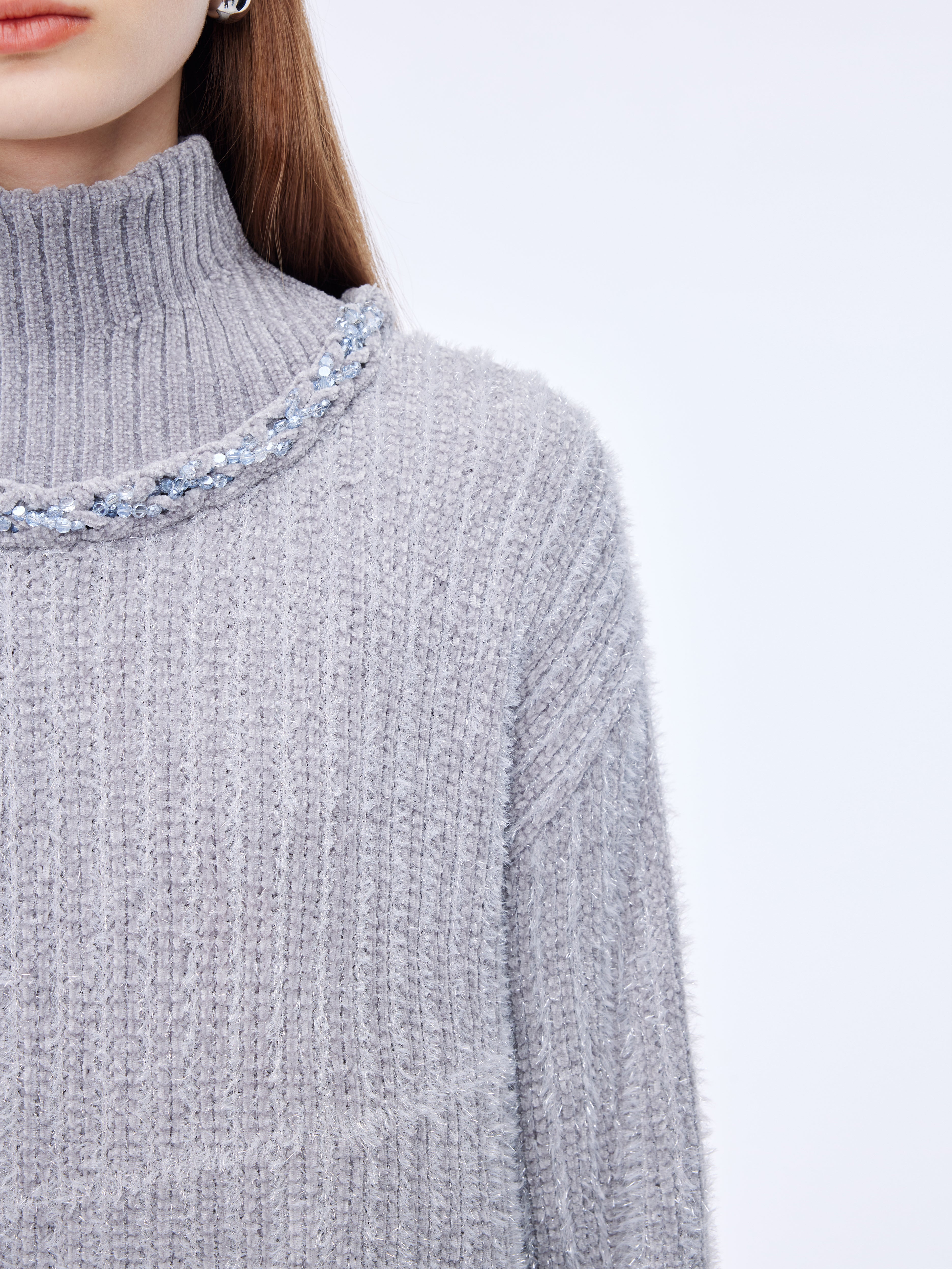 Beaded high-neck Sweater