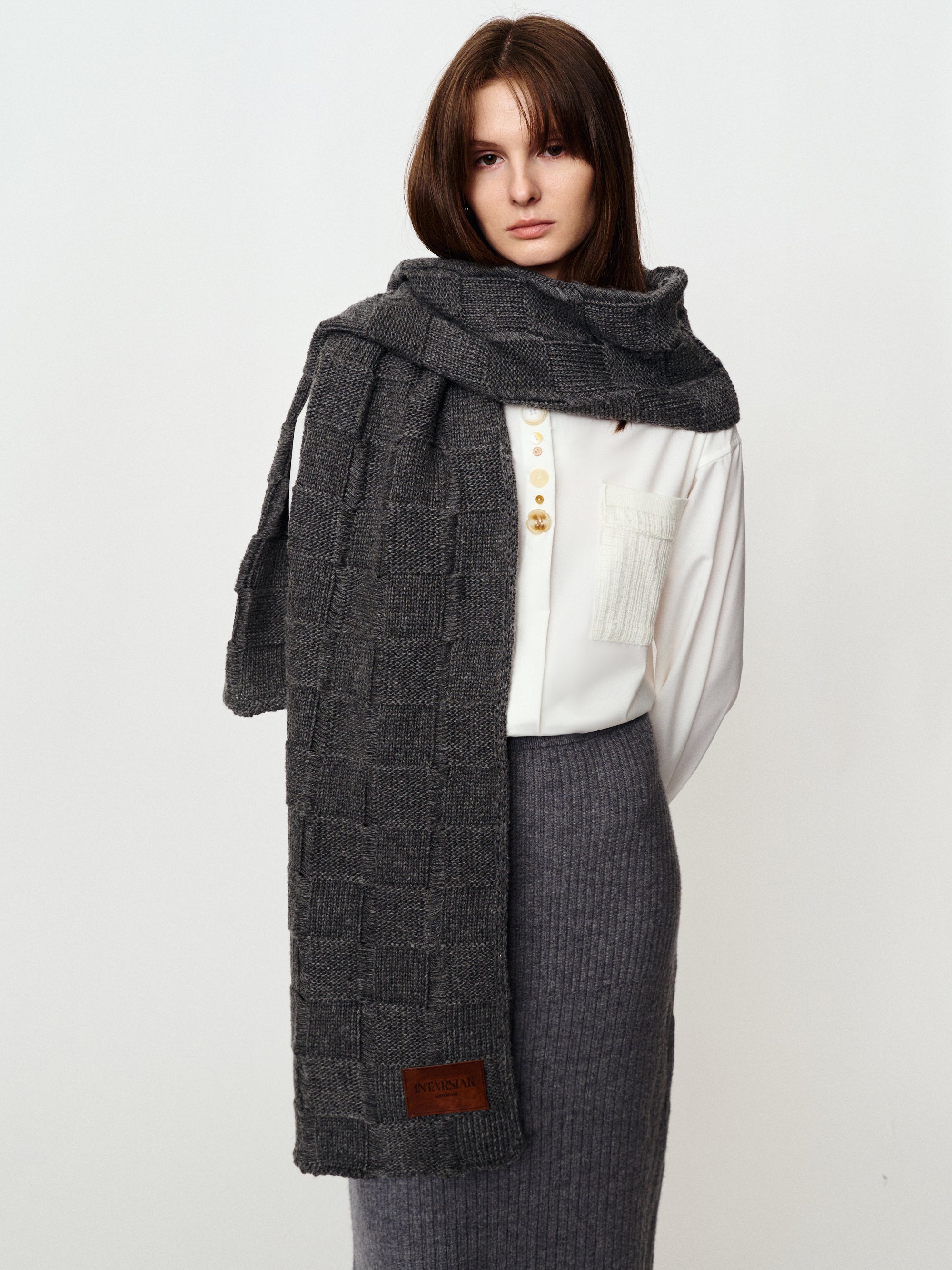 Square fabric soft knit scarf literary warm shawl