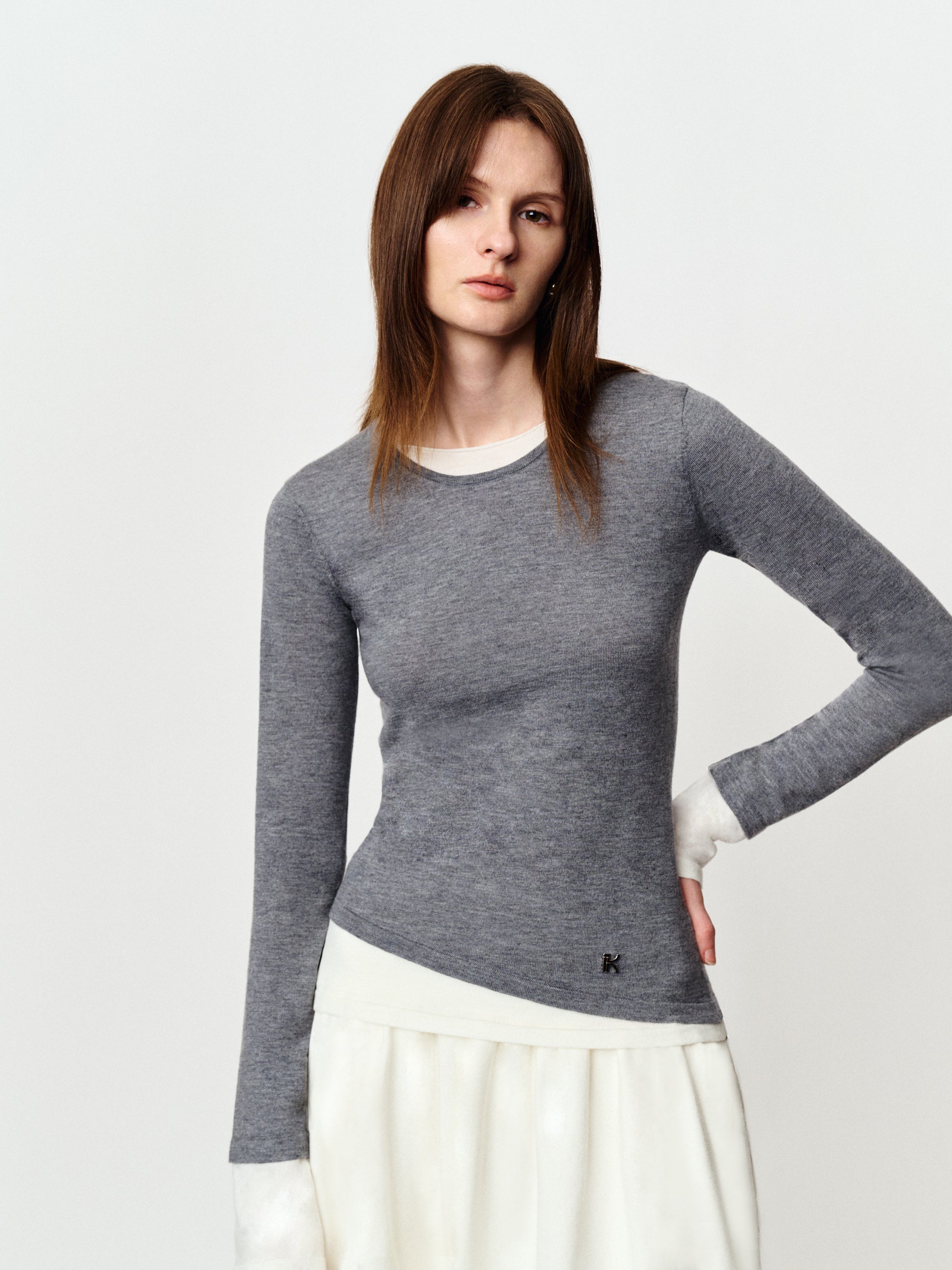 Color contrast two lazy French color matching knitwear