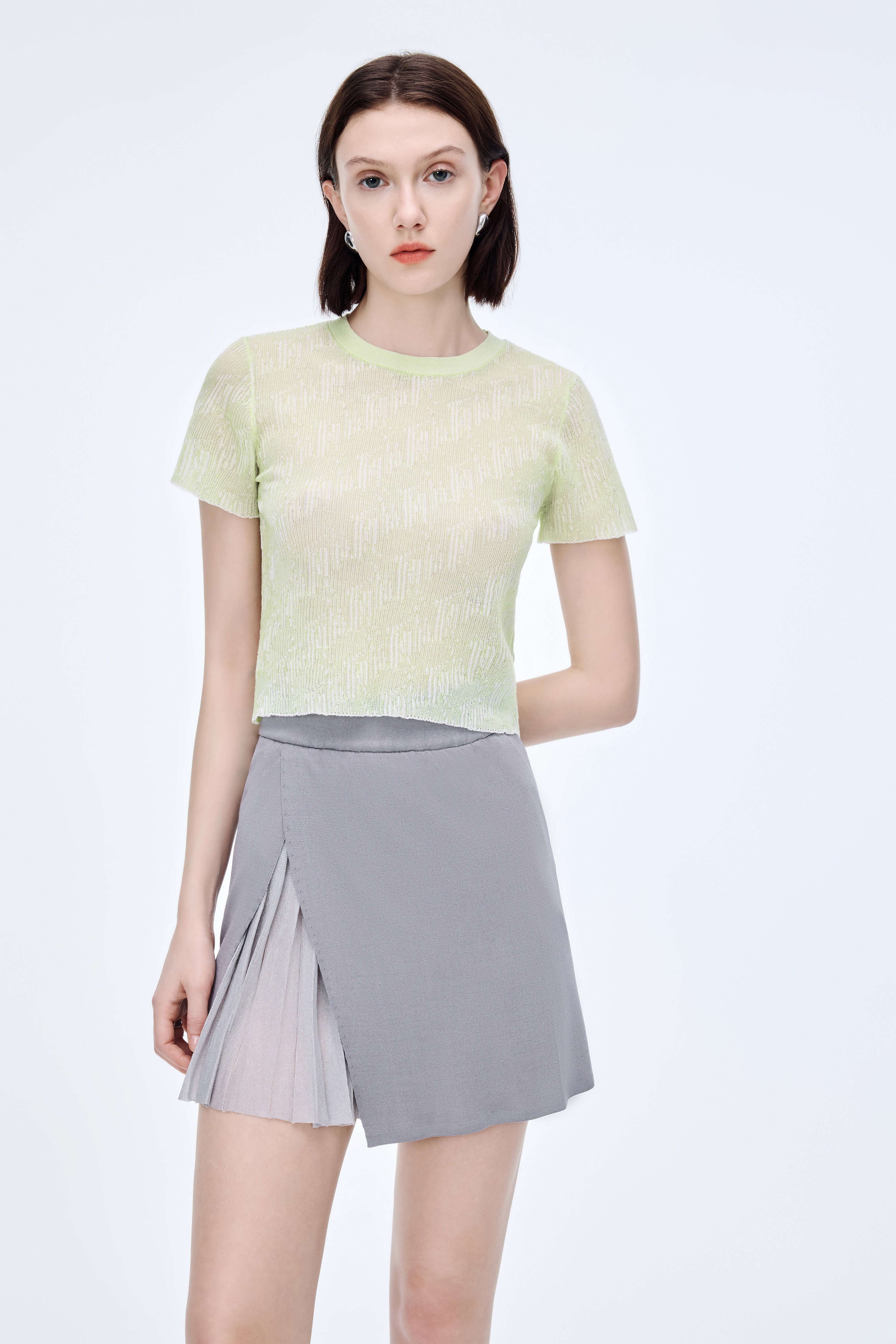 Thin jacquard knit short sleeve