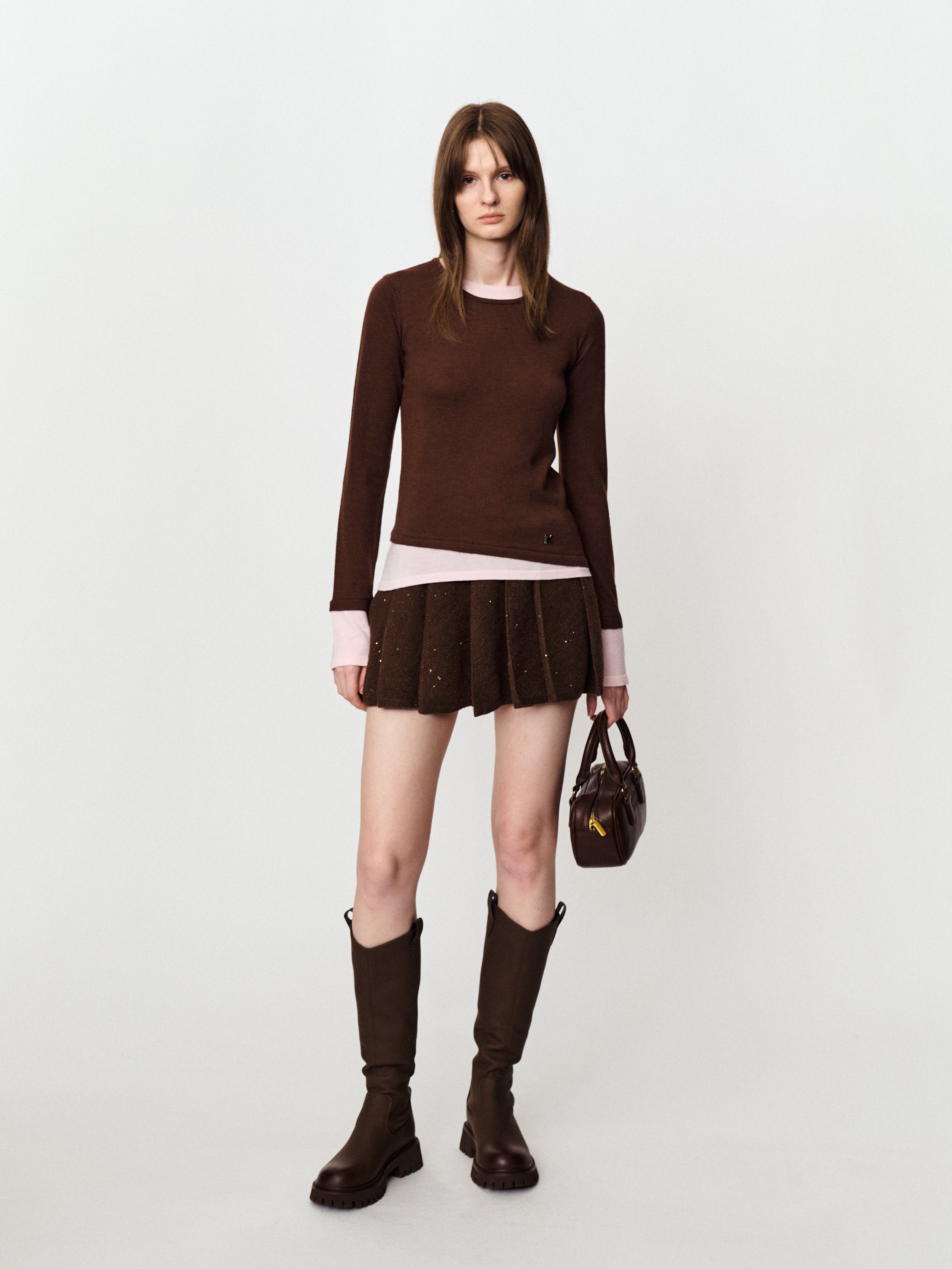 Color contrast two lazy French color matching knitwear